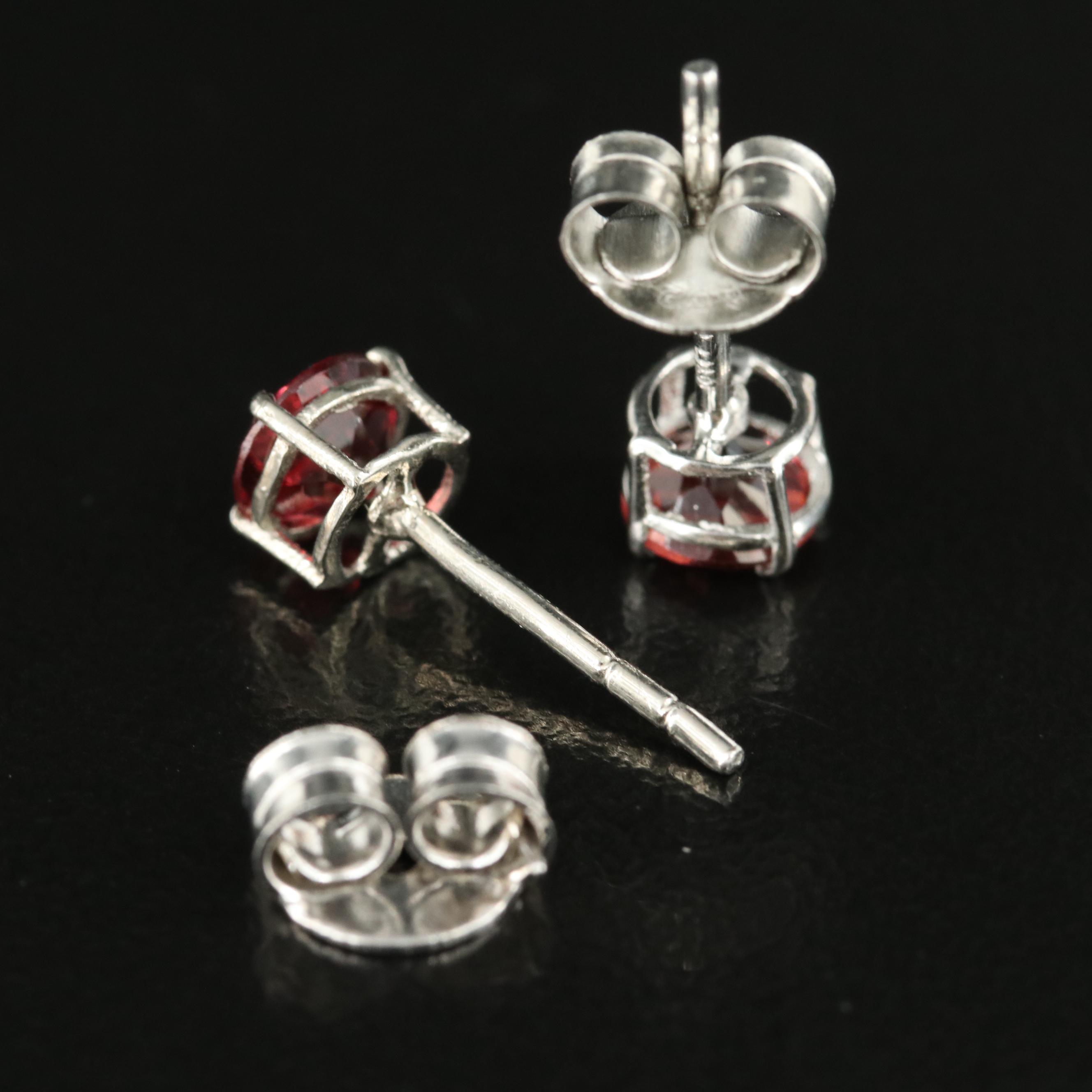 Sterling Garnet Stud Earrings