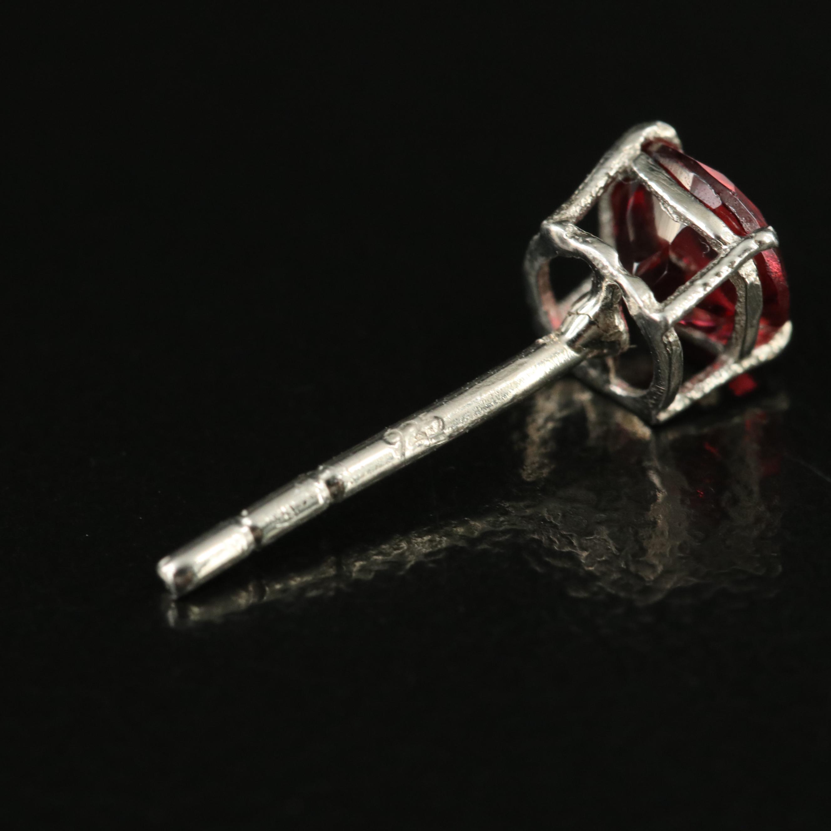 Sterling Garnet Stud Earrings