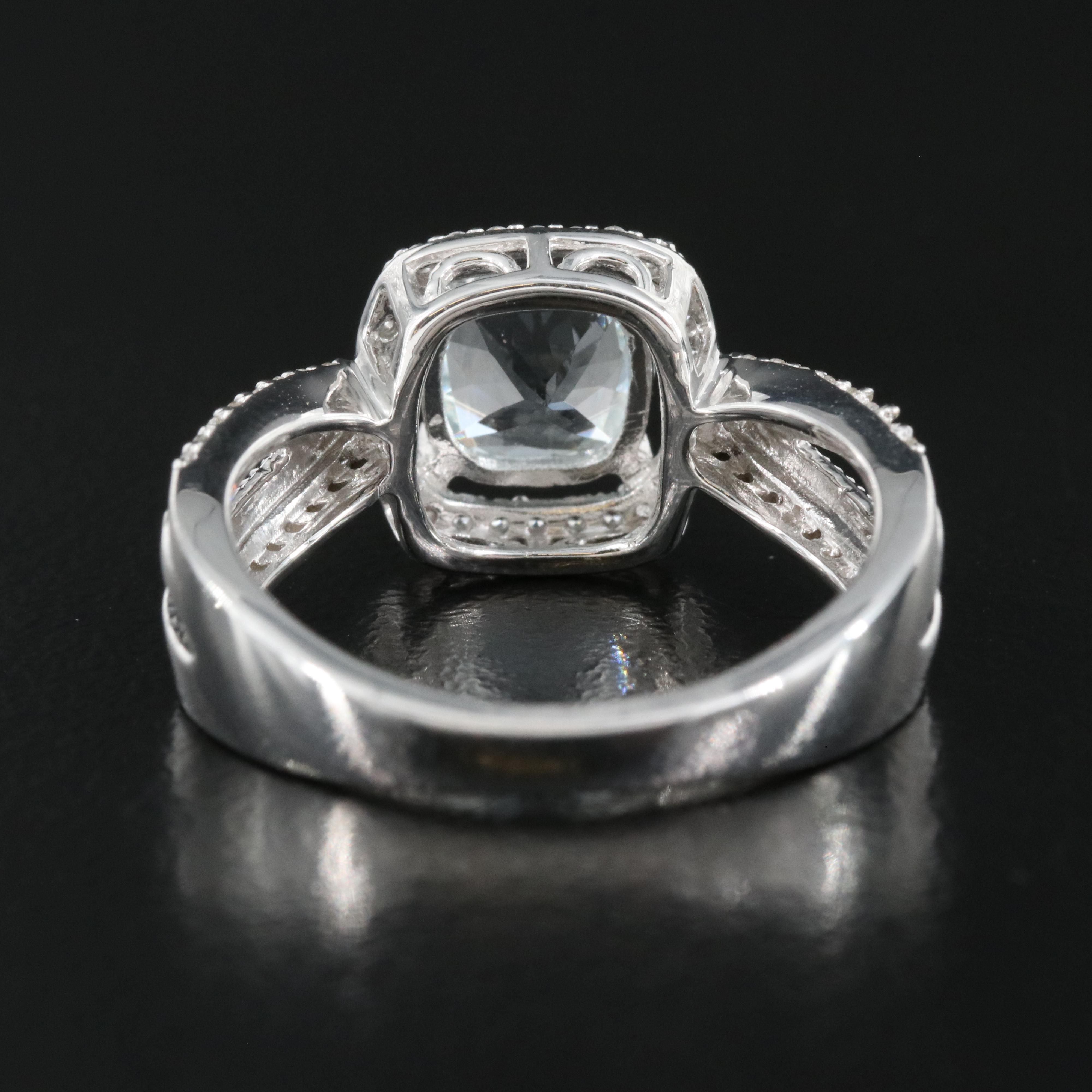 Sterling Aquamarine and Sapphire Ring