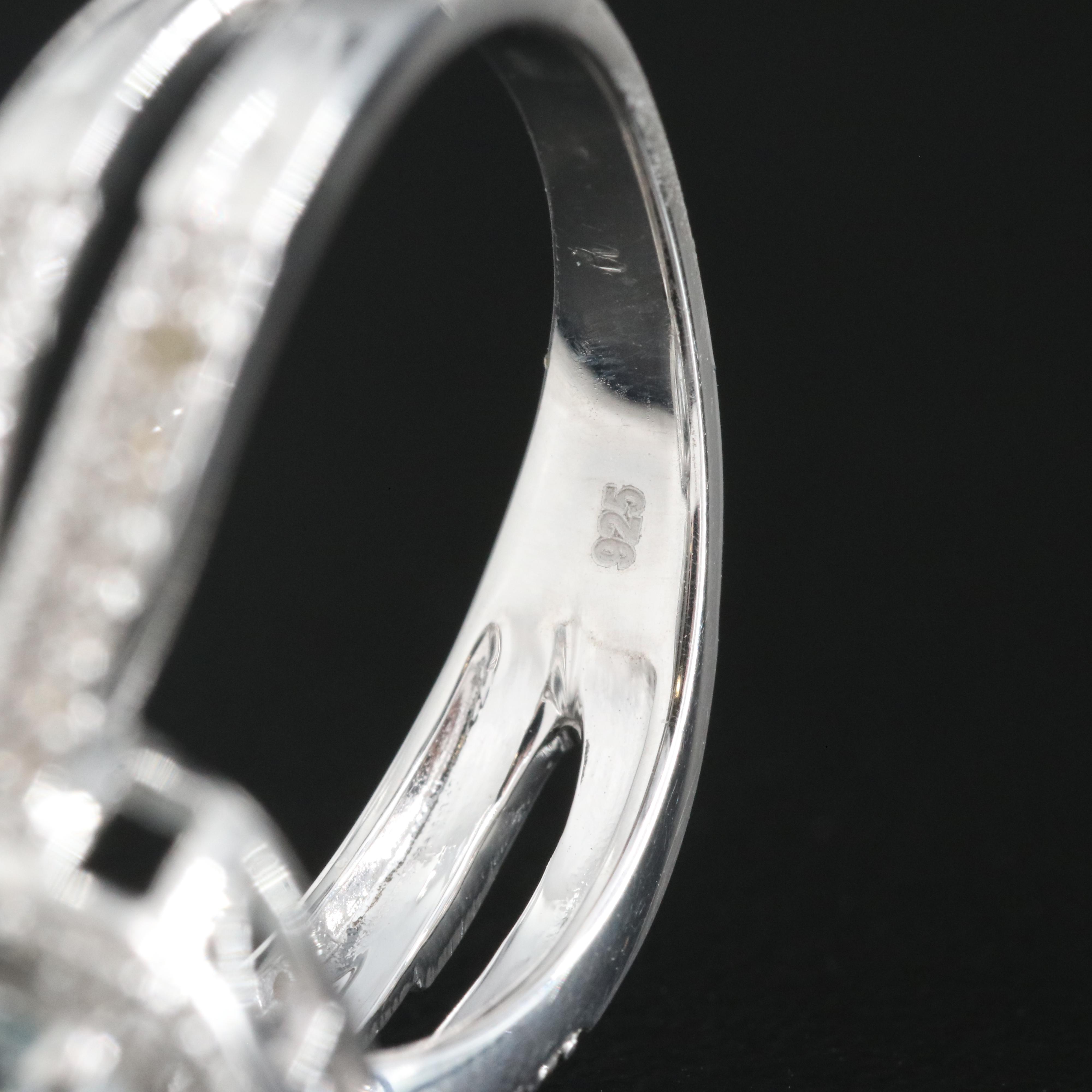 Sterling Aquamarine and Sapphire Ring