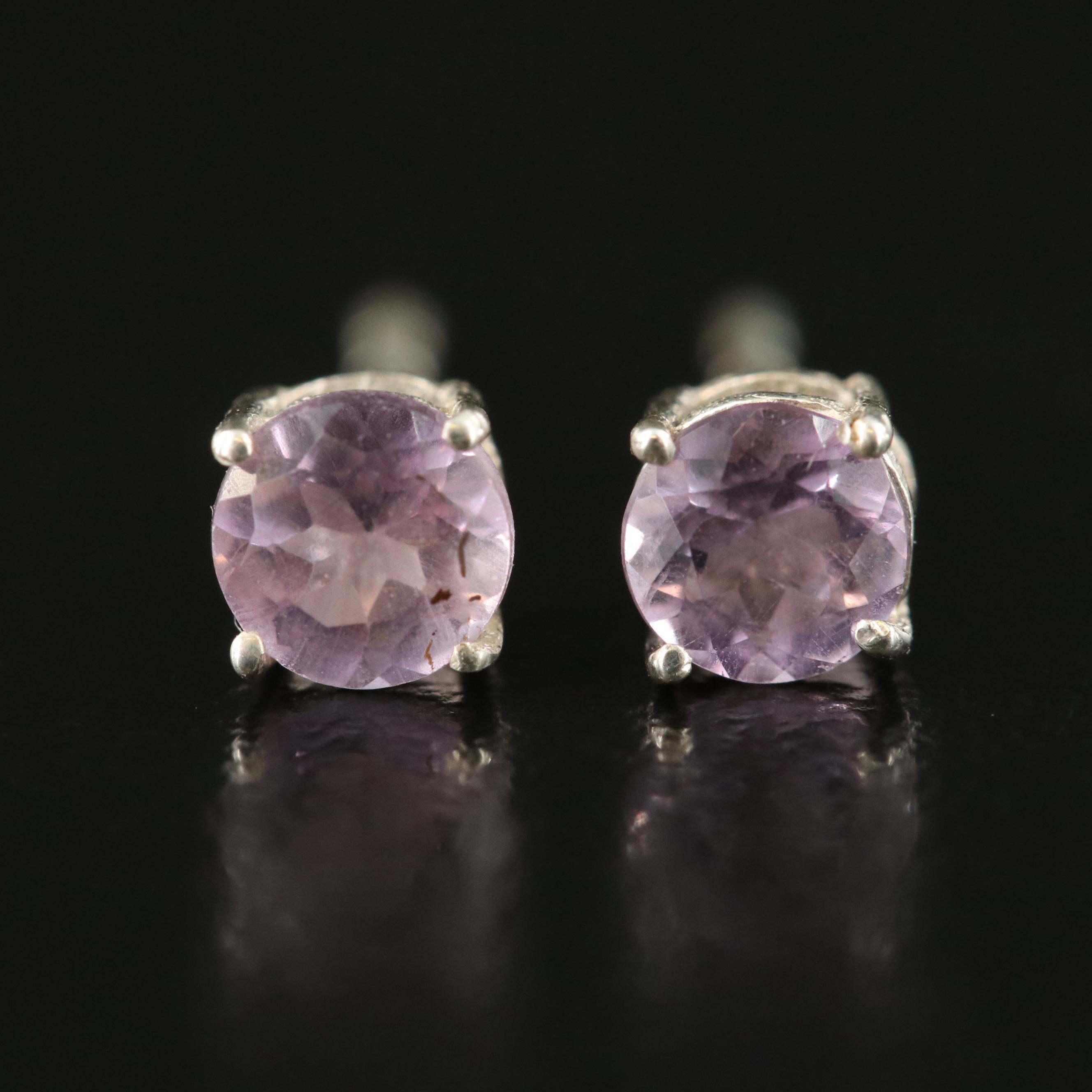 Sterling Amethyst Stud Earrings