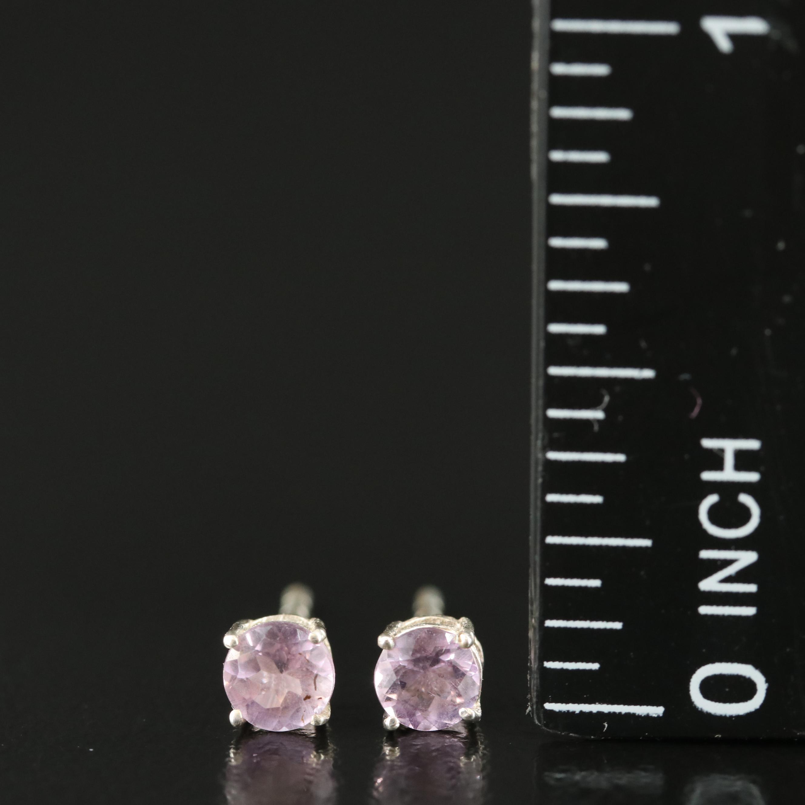 Sterling Amethyst Stud Earrings
