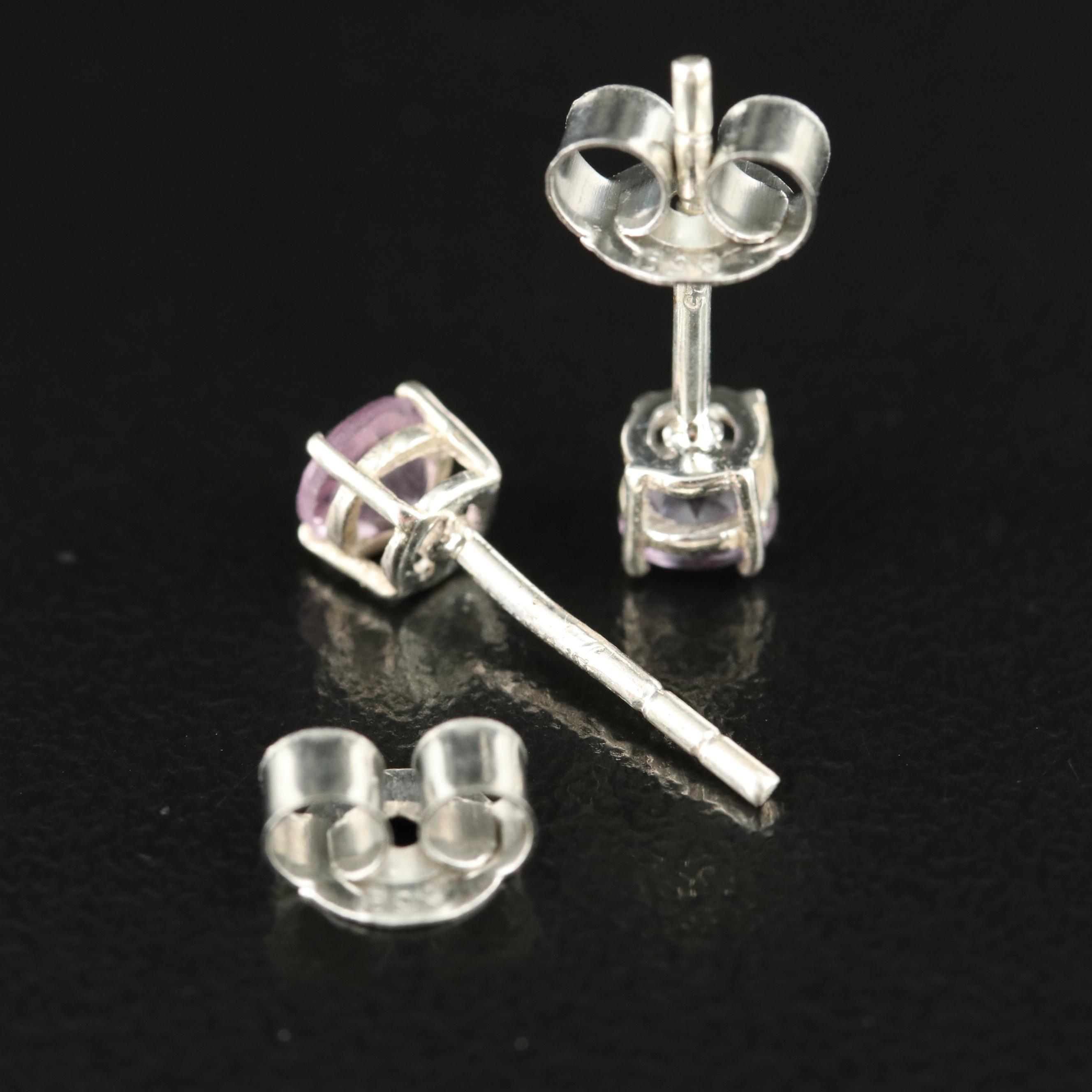 Sterling Amethyst Stud Earrings