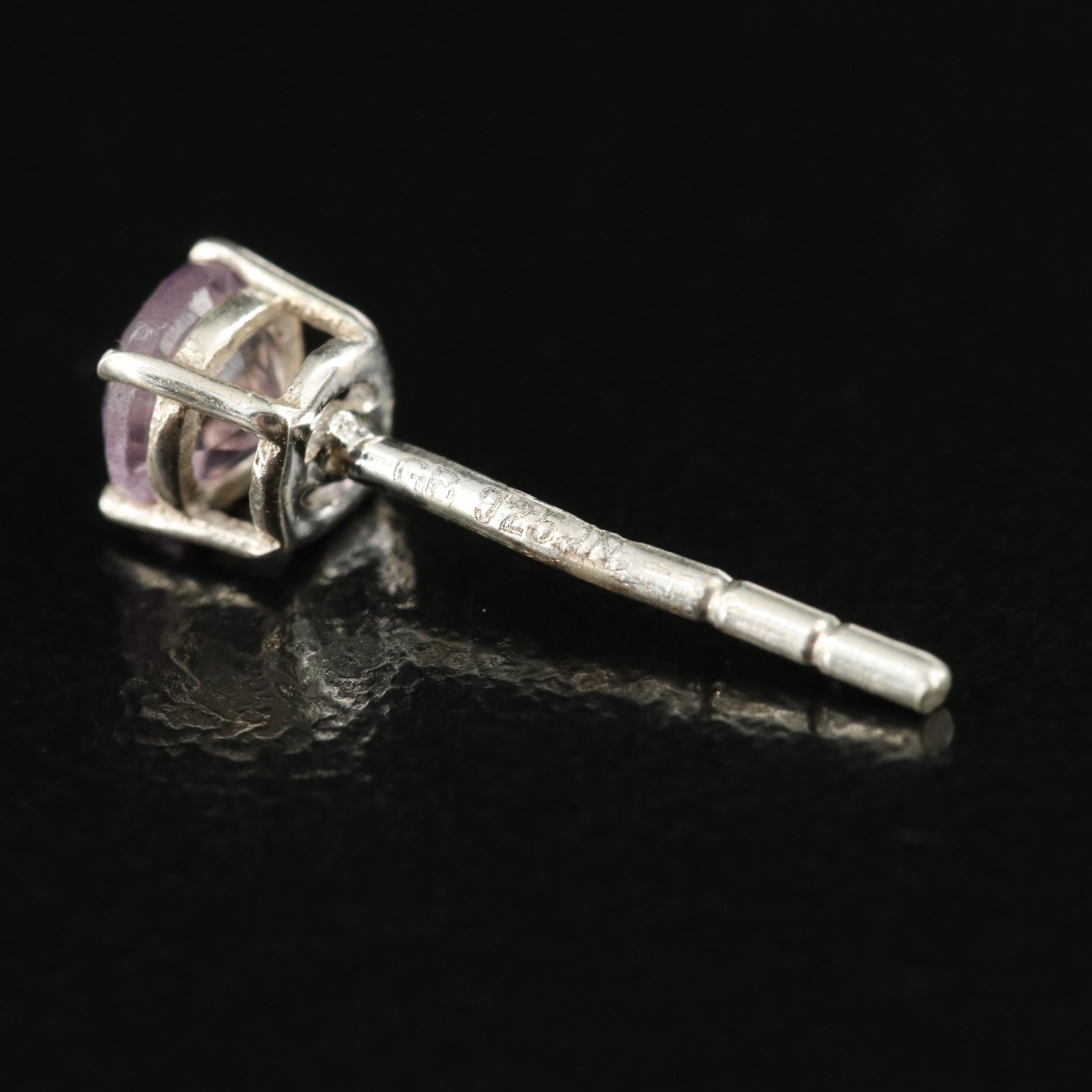 Sterling Amethyst Stud Earrings