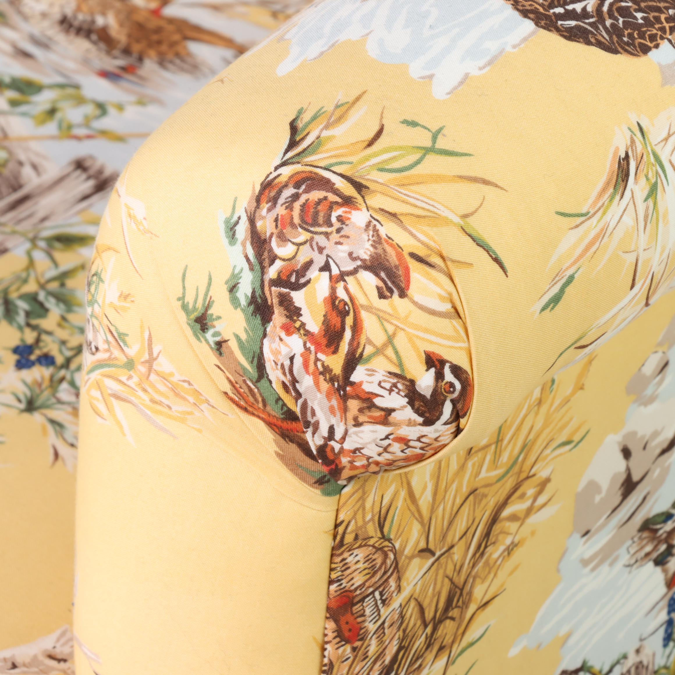 Lee Industries Custom-Upholstered Regency Style Armchair and Ottoman