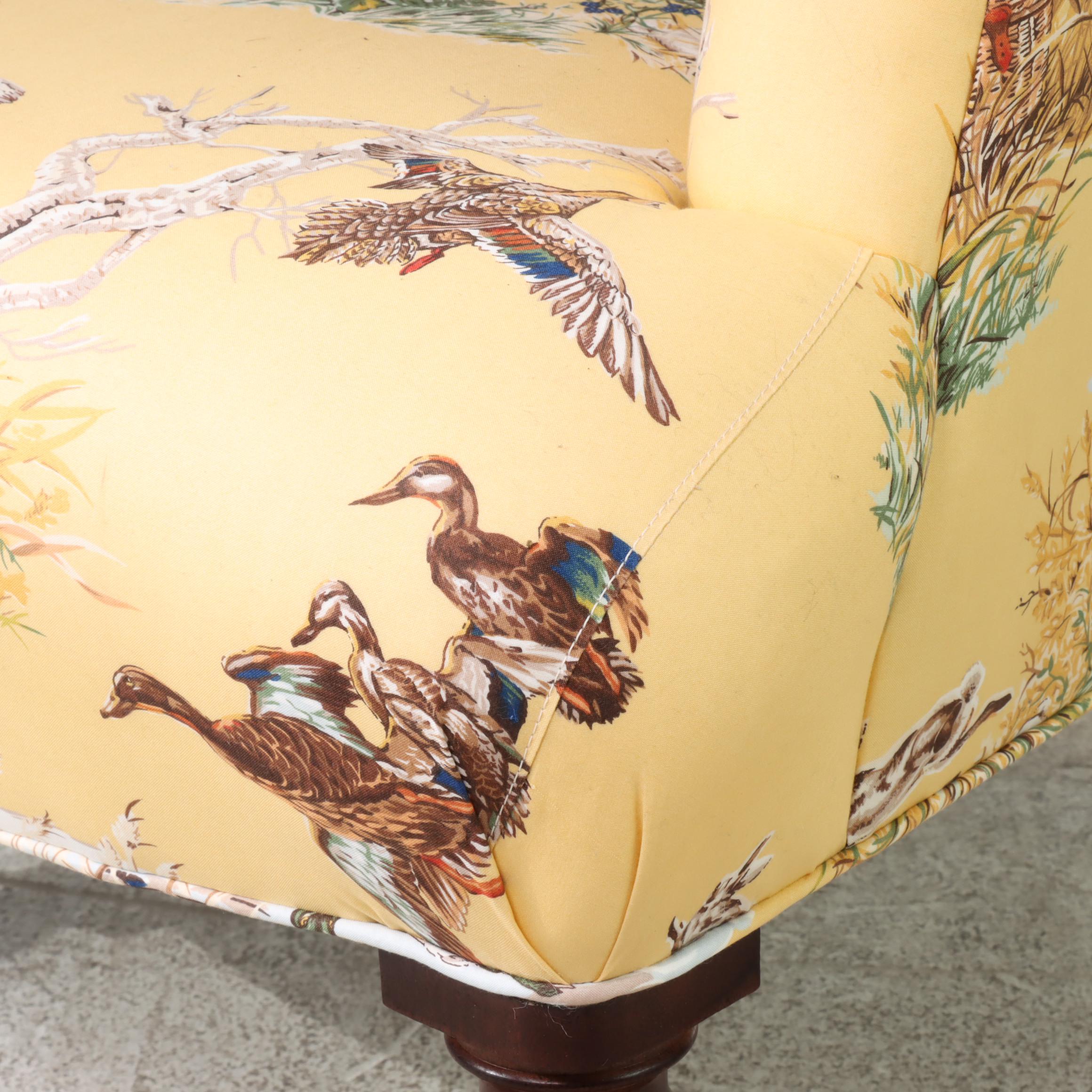 Lee Industries Custom-Upholstered Regency Style Armchair and Ottoman