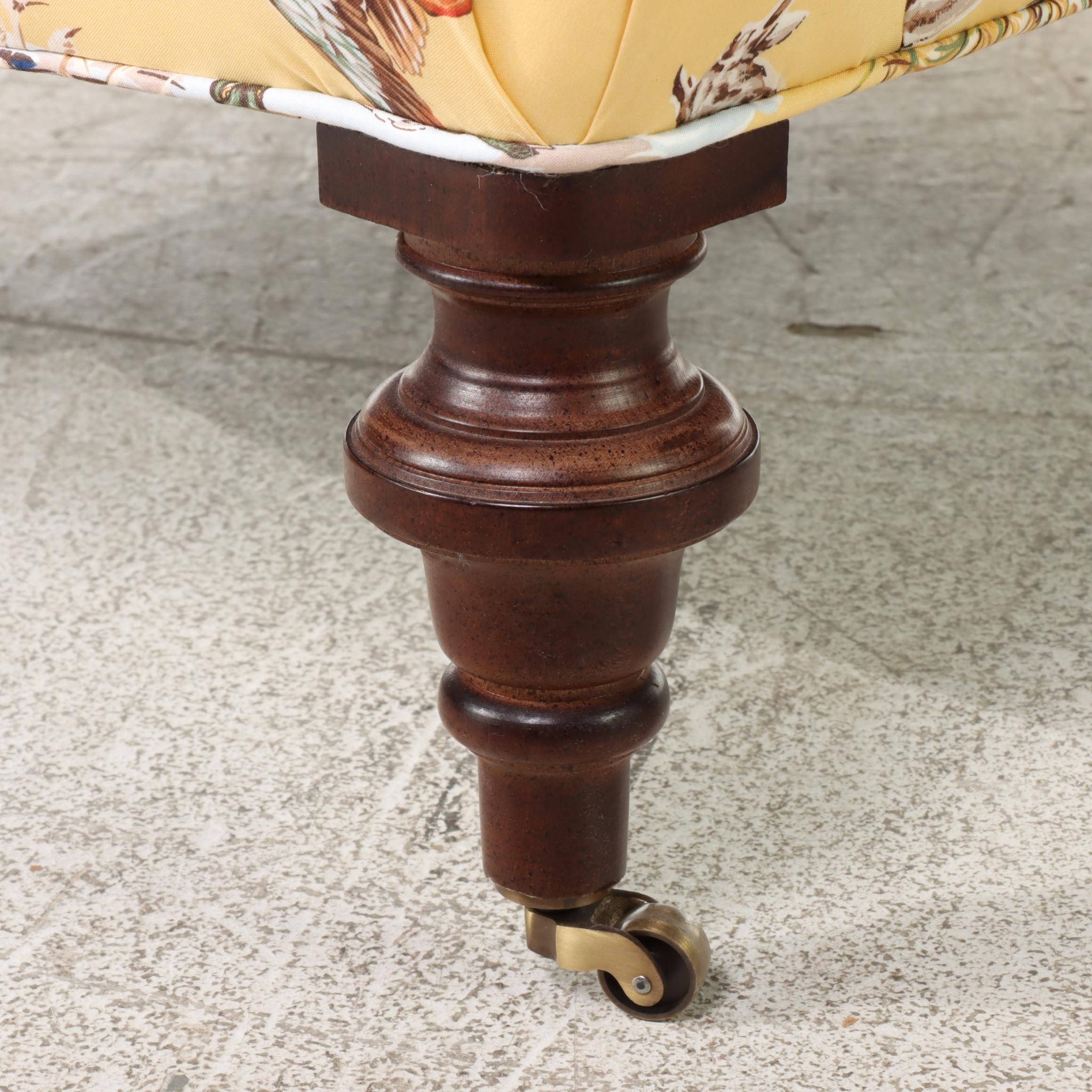 Lee Industries Custom-Upholstered Regency Style Armchair and Ottoman