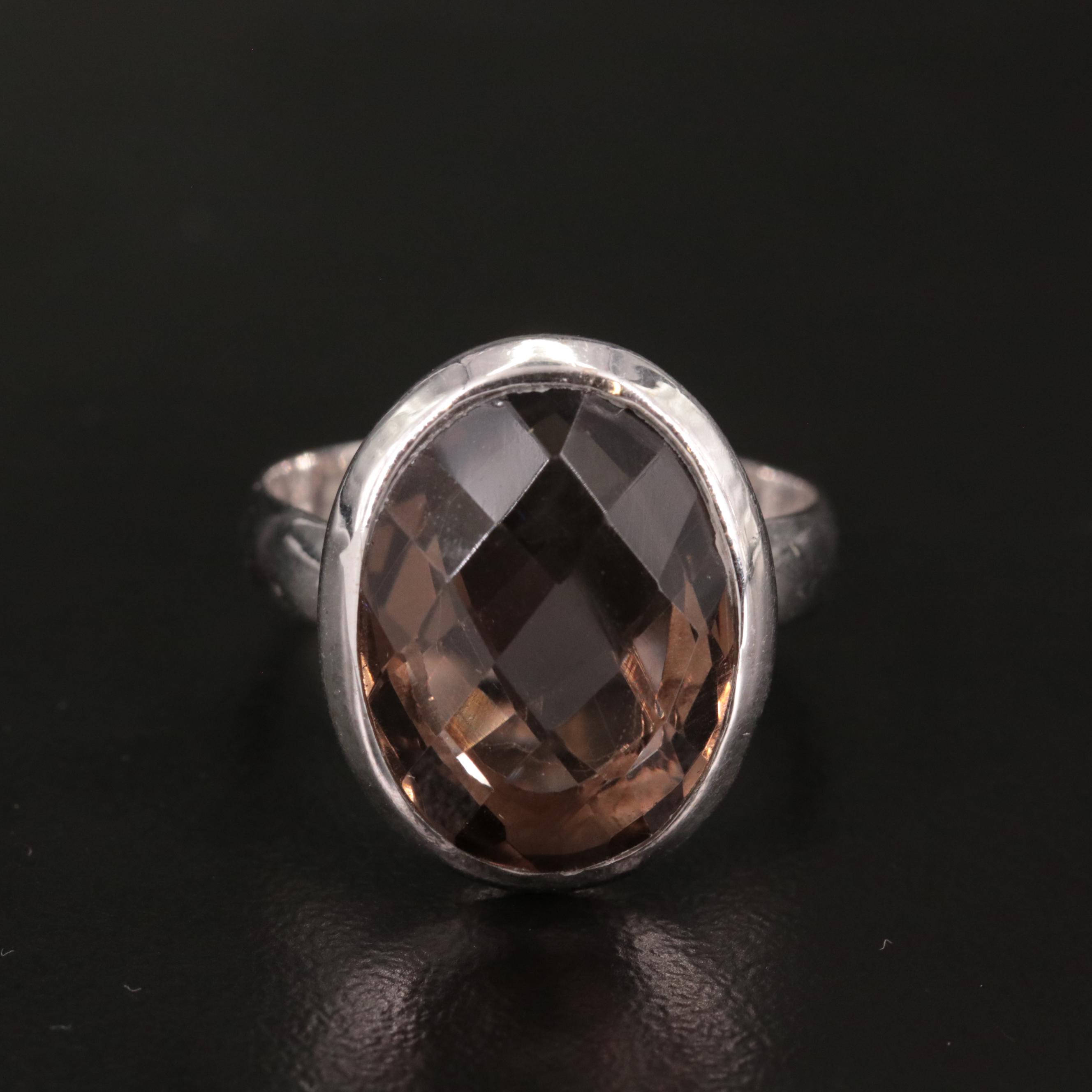 Sterling Smoky Quartz Oval Ring