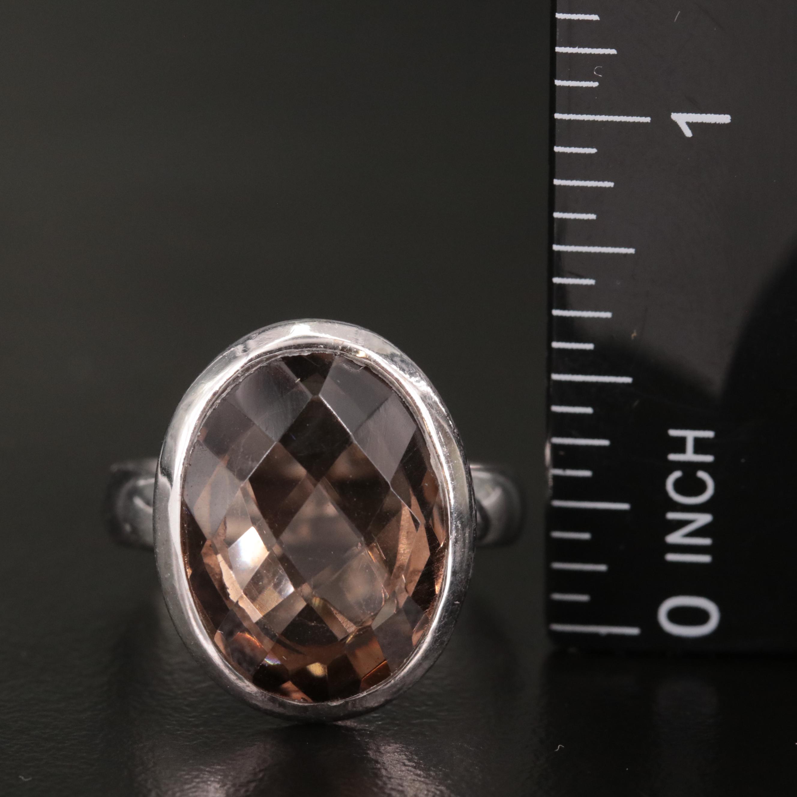 Sterling Smoky Quartz Oval Ring