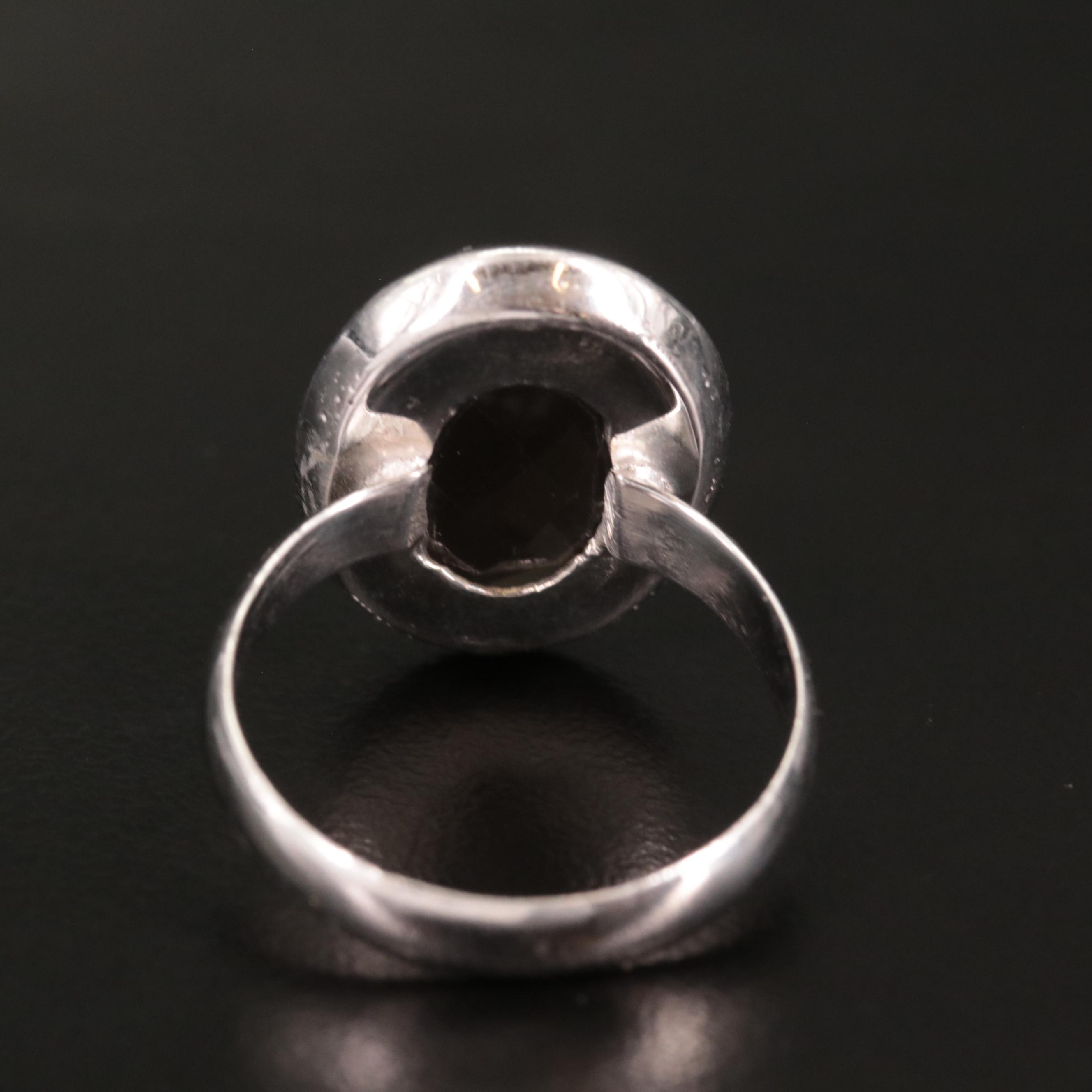 Sterling Smoky Quartz Oval Ring