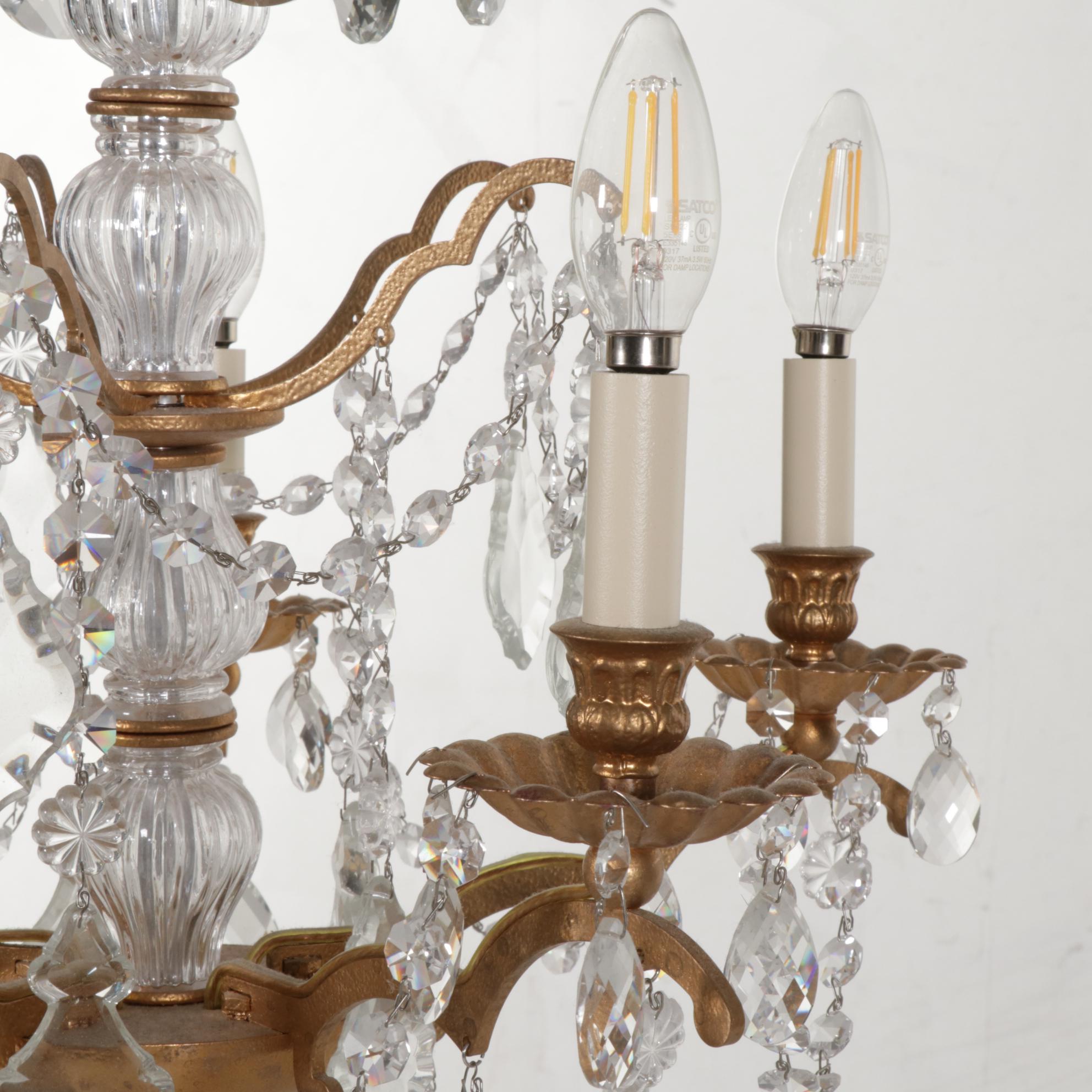 Swarovski Lighting Gilt Metal and Crystal Five-Arm Chandelier