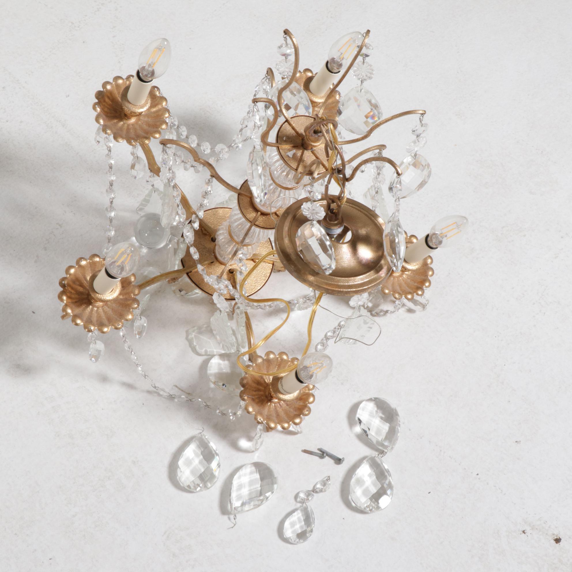 Swarovski Lighting Gilt Metal and Crystal Five-Arm Chandelier