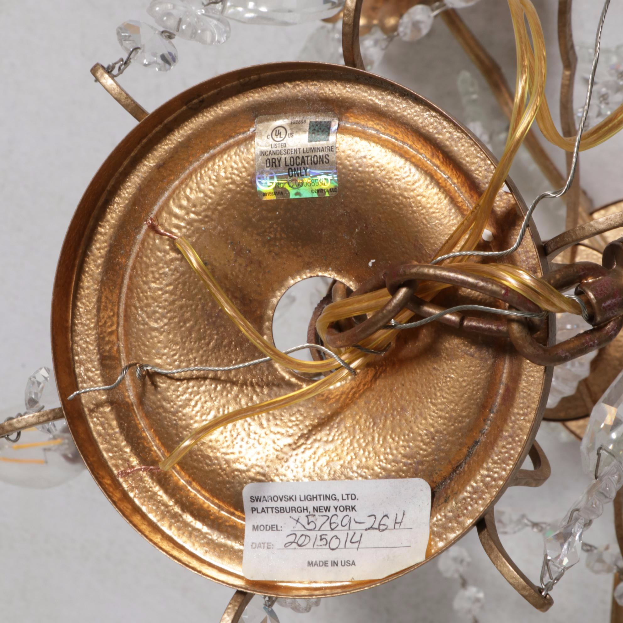 Swarovski Lighting Gilt Metal and Crystal Five-Arm Chandelier