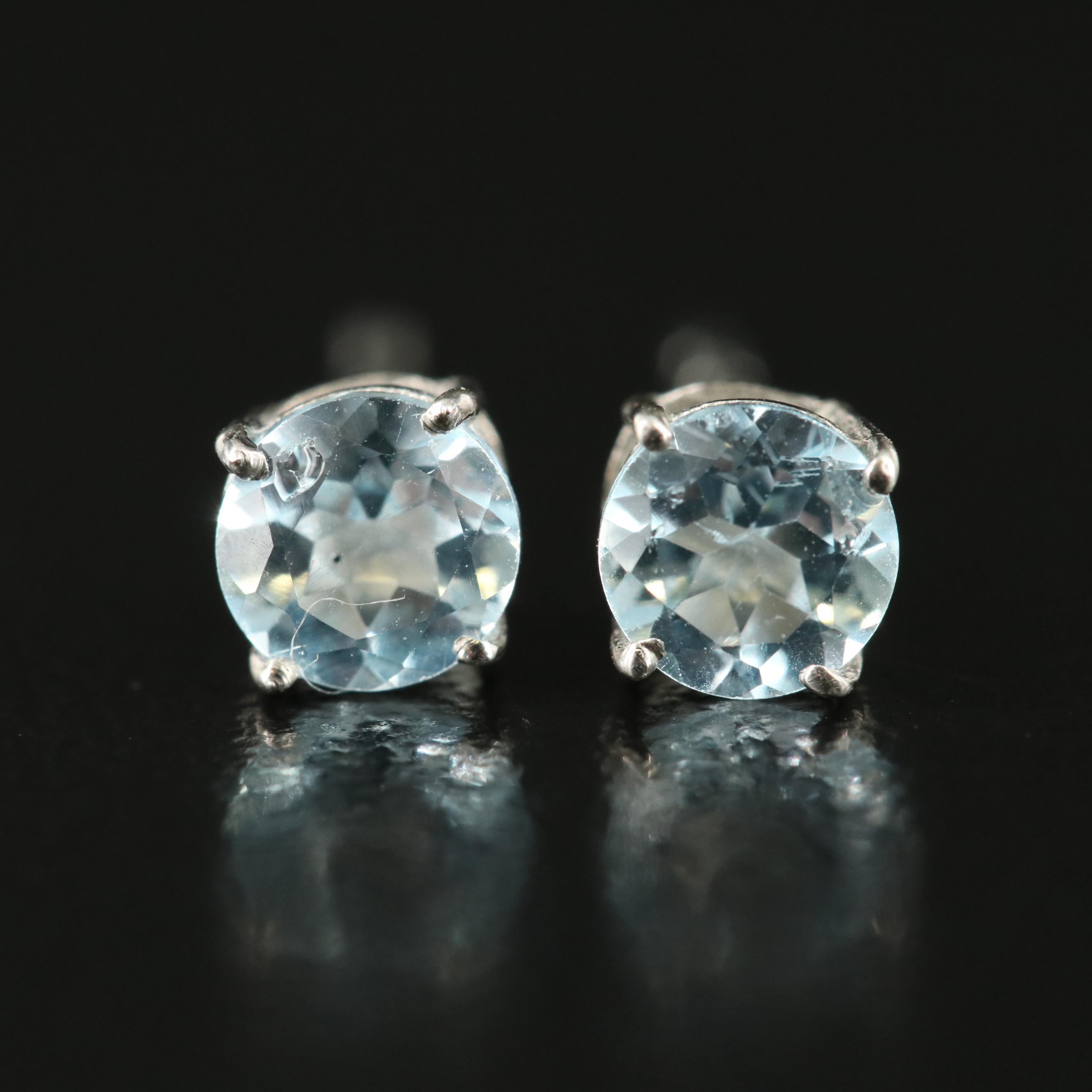Sterling Topaz Stud Earrings