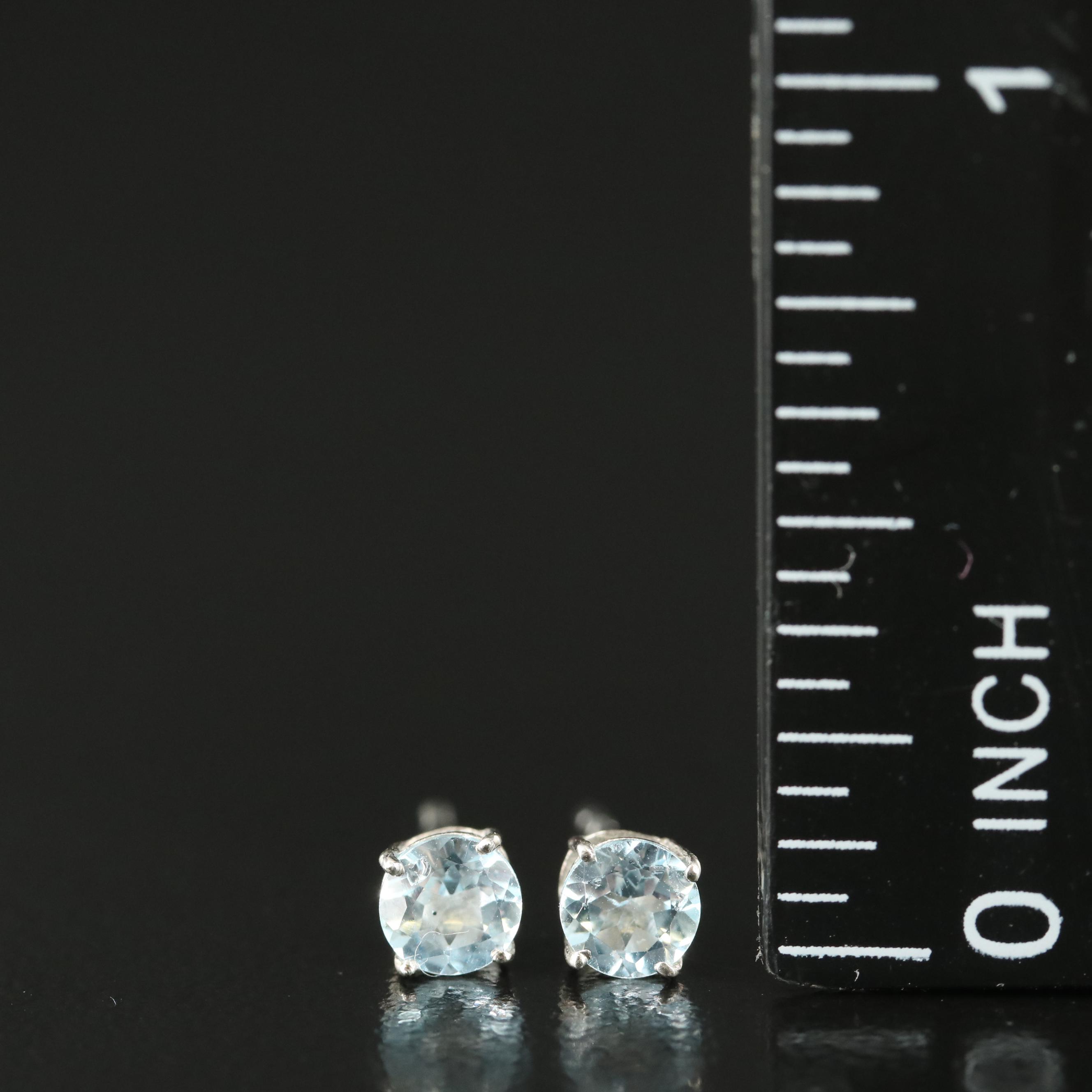 Sterling Topaz Stud Earrings
