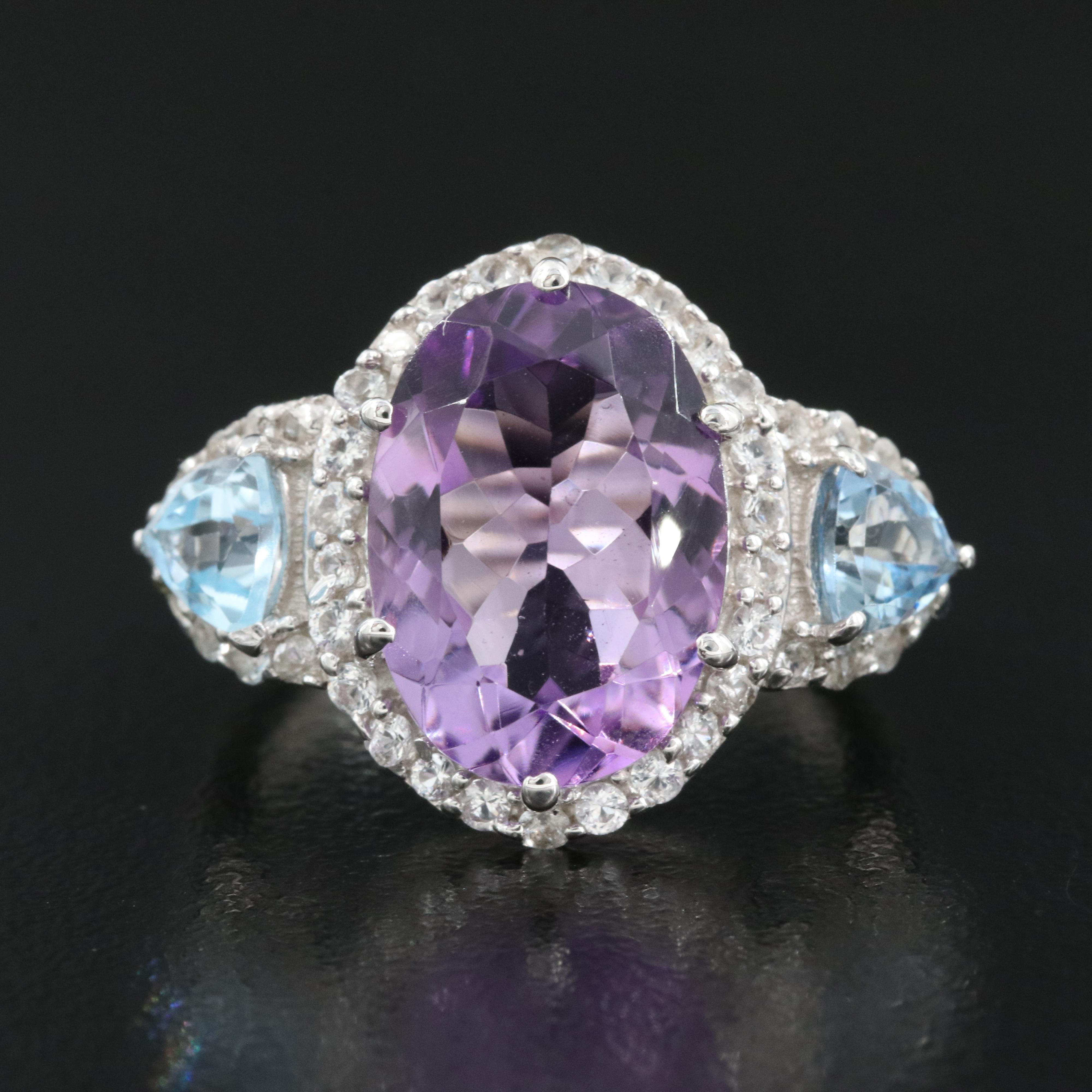 Sterling Amethyst, Topaz and Aquamarine