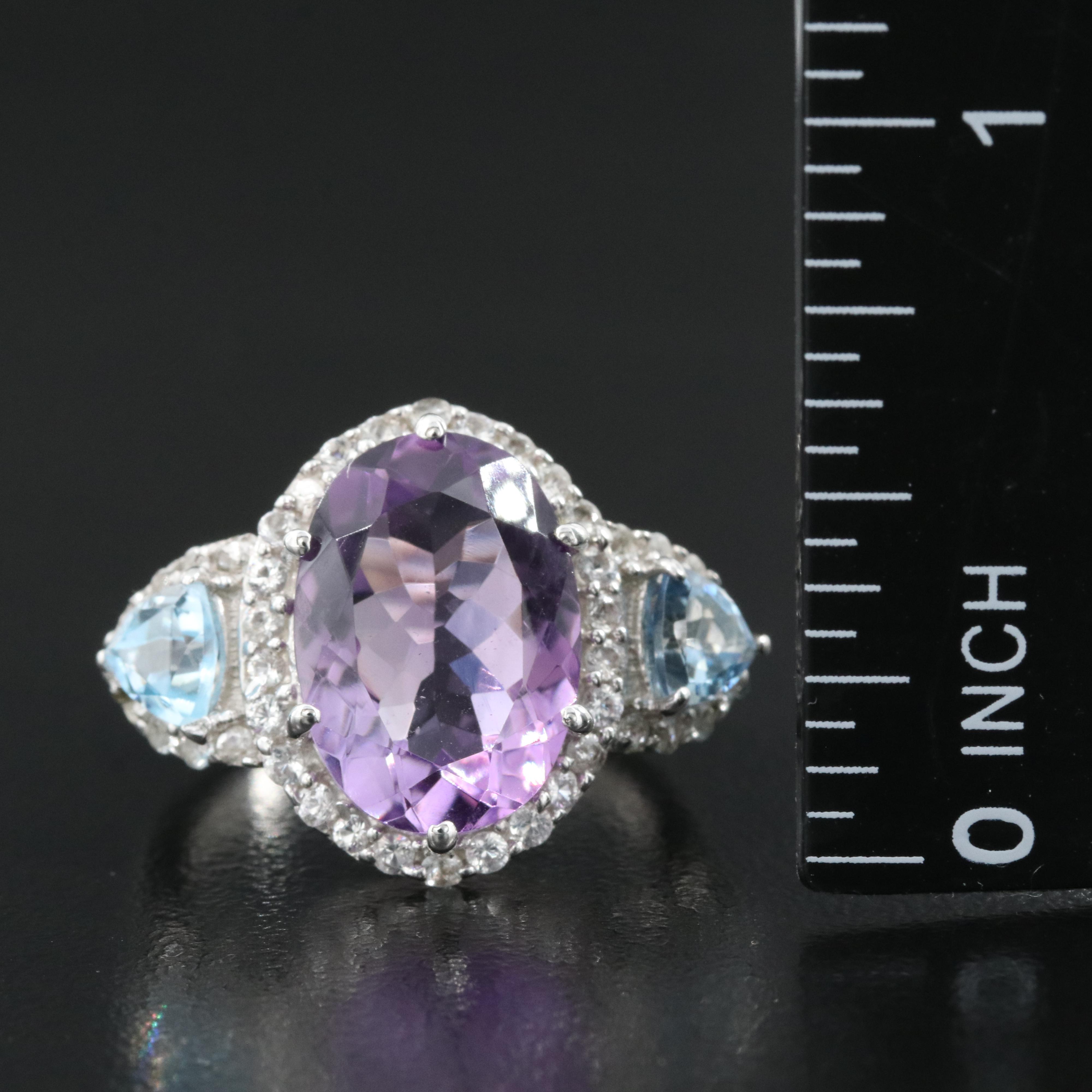 Sterling Amethyst, Topaz and Aquamarine