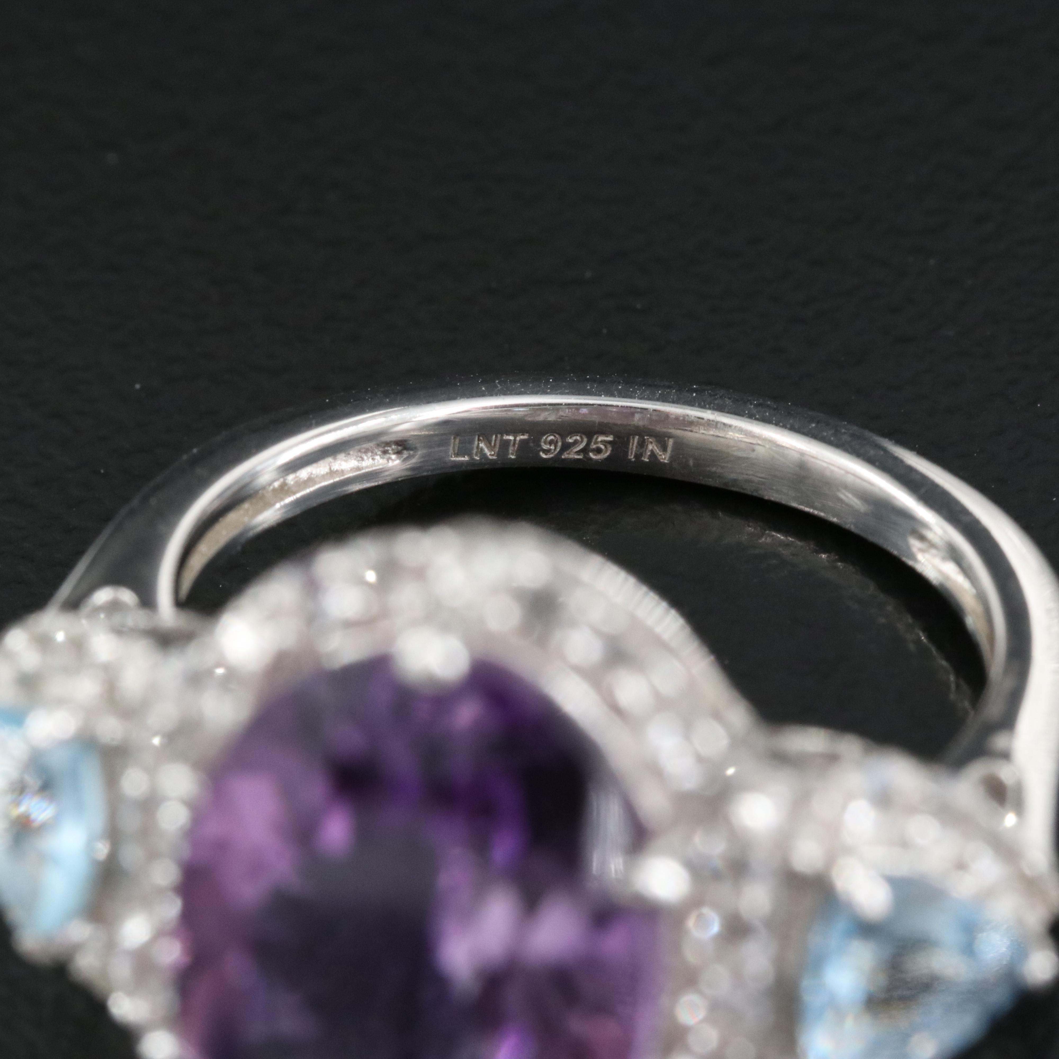 Sterling Amethyst, Topaz and Aquamarine