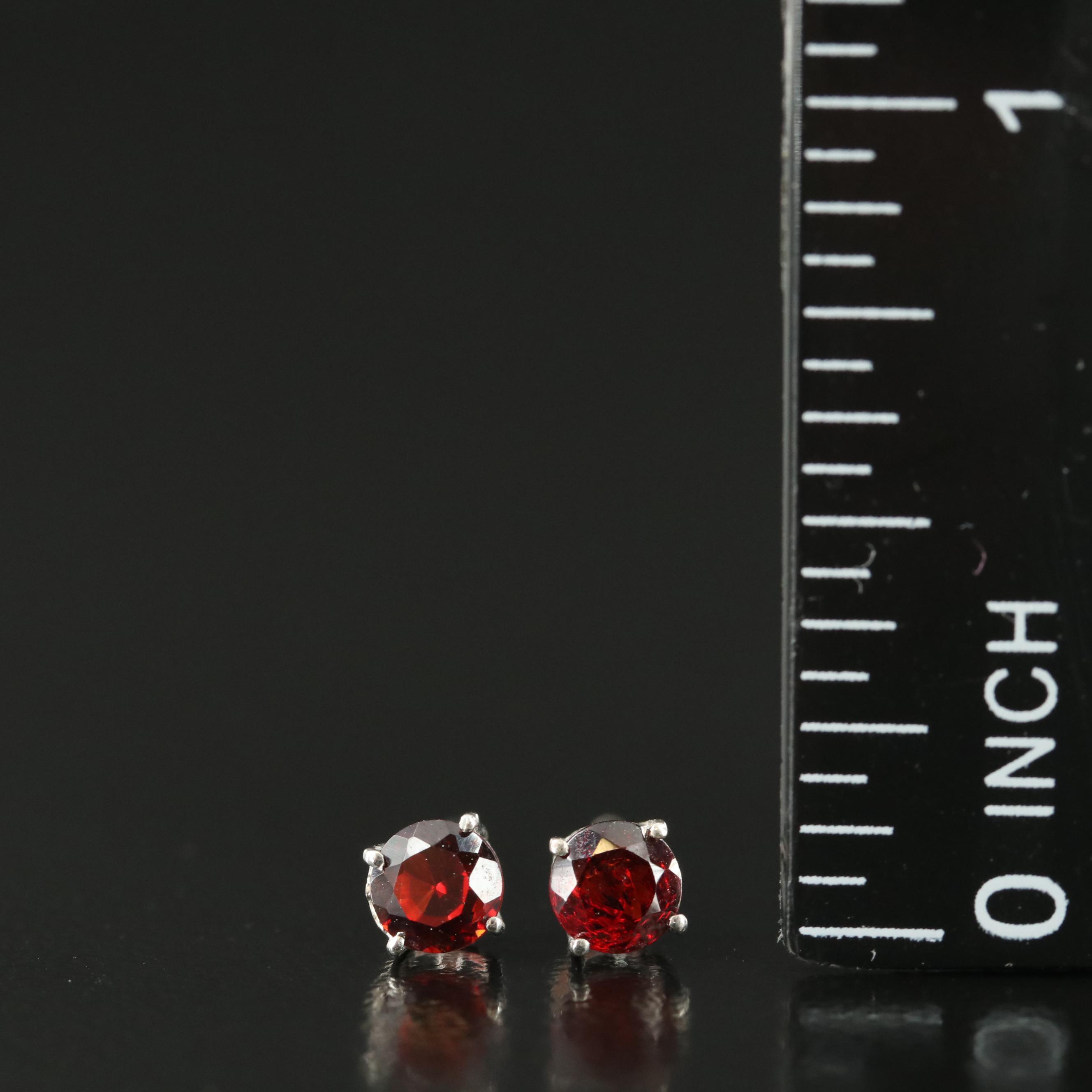 Sterling Garnet Stud Earrings