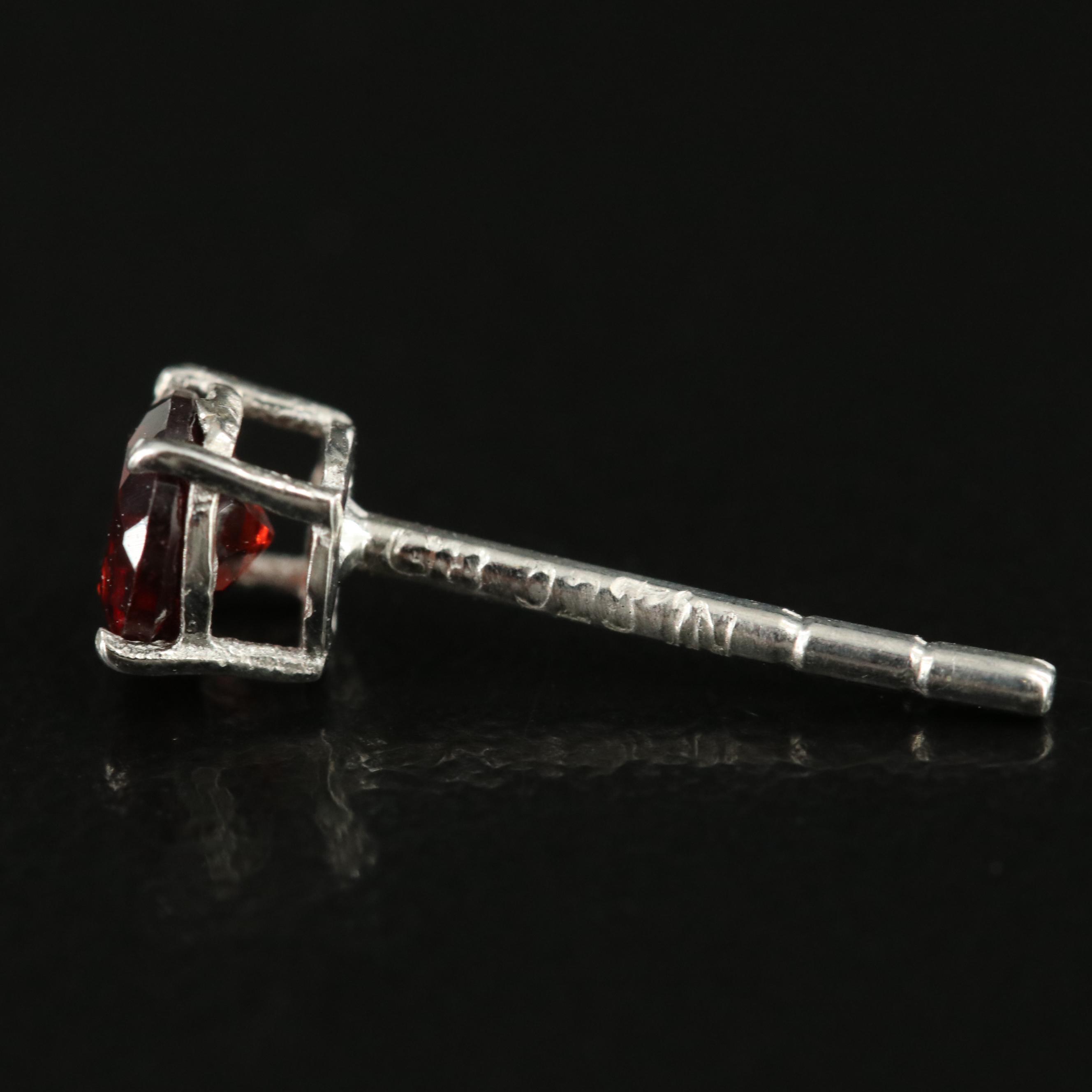 Sterling Garnet Stud Earrings