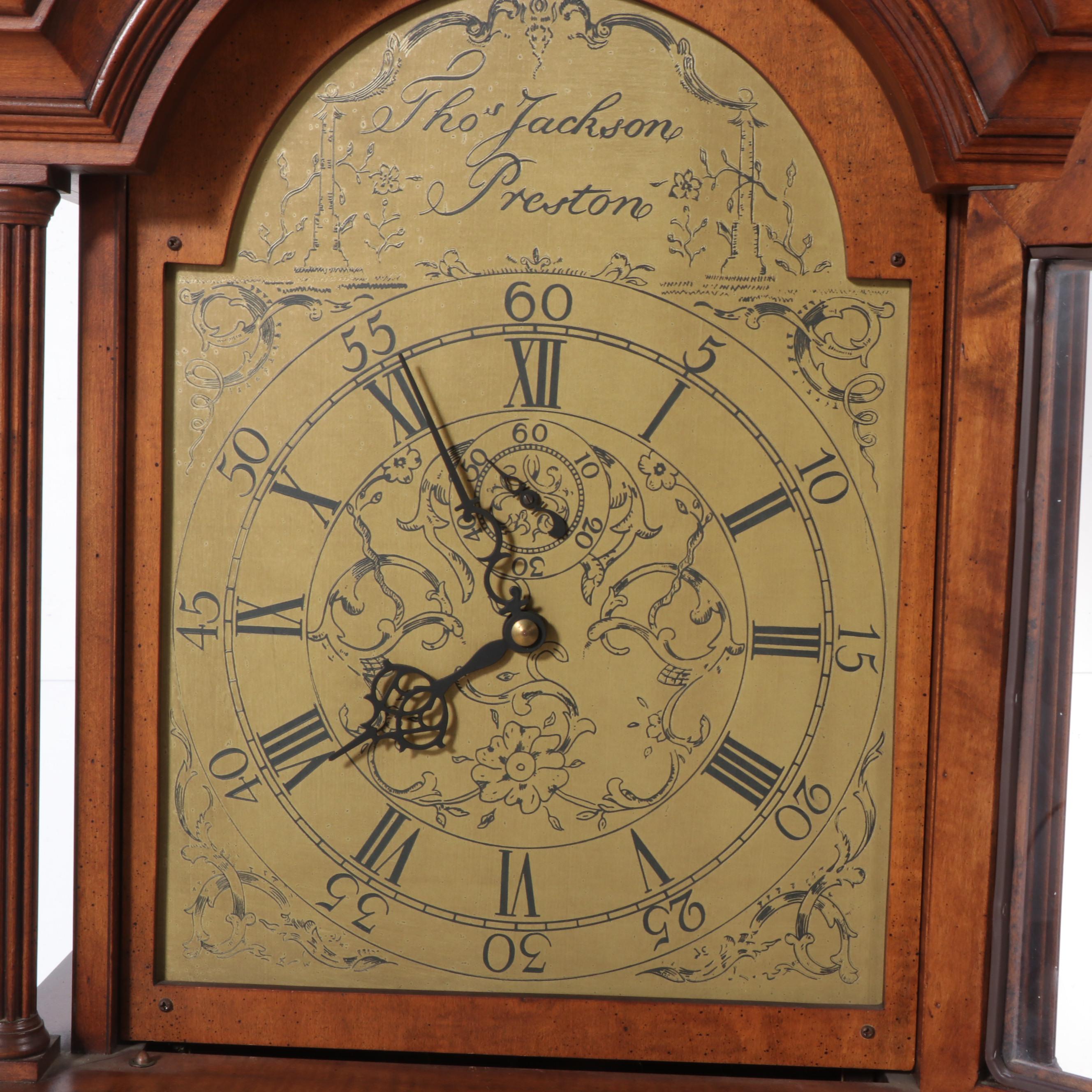 Colonial Clock Co. Tiger Maple Thomas Jackson Preston Reproduction Clock