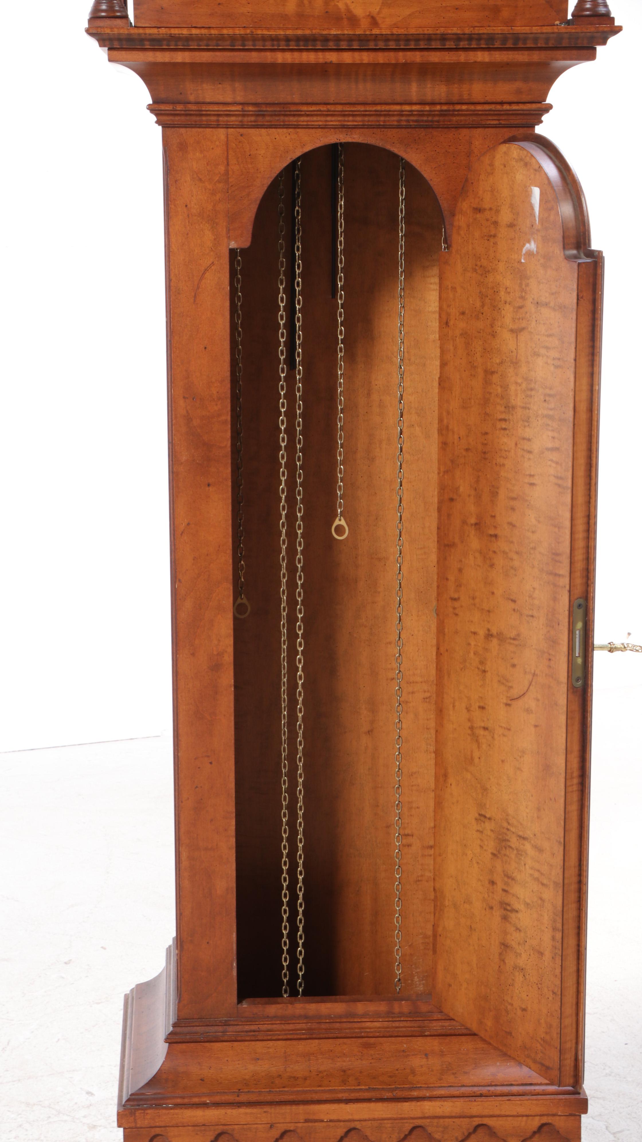 Colonial Clock Co. Tiger Maple Thomas Jackson Preston Reproduction Clock