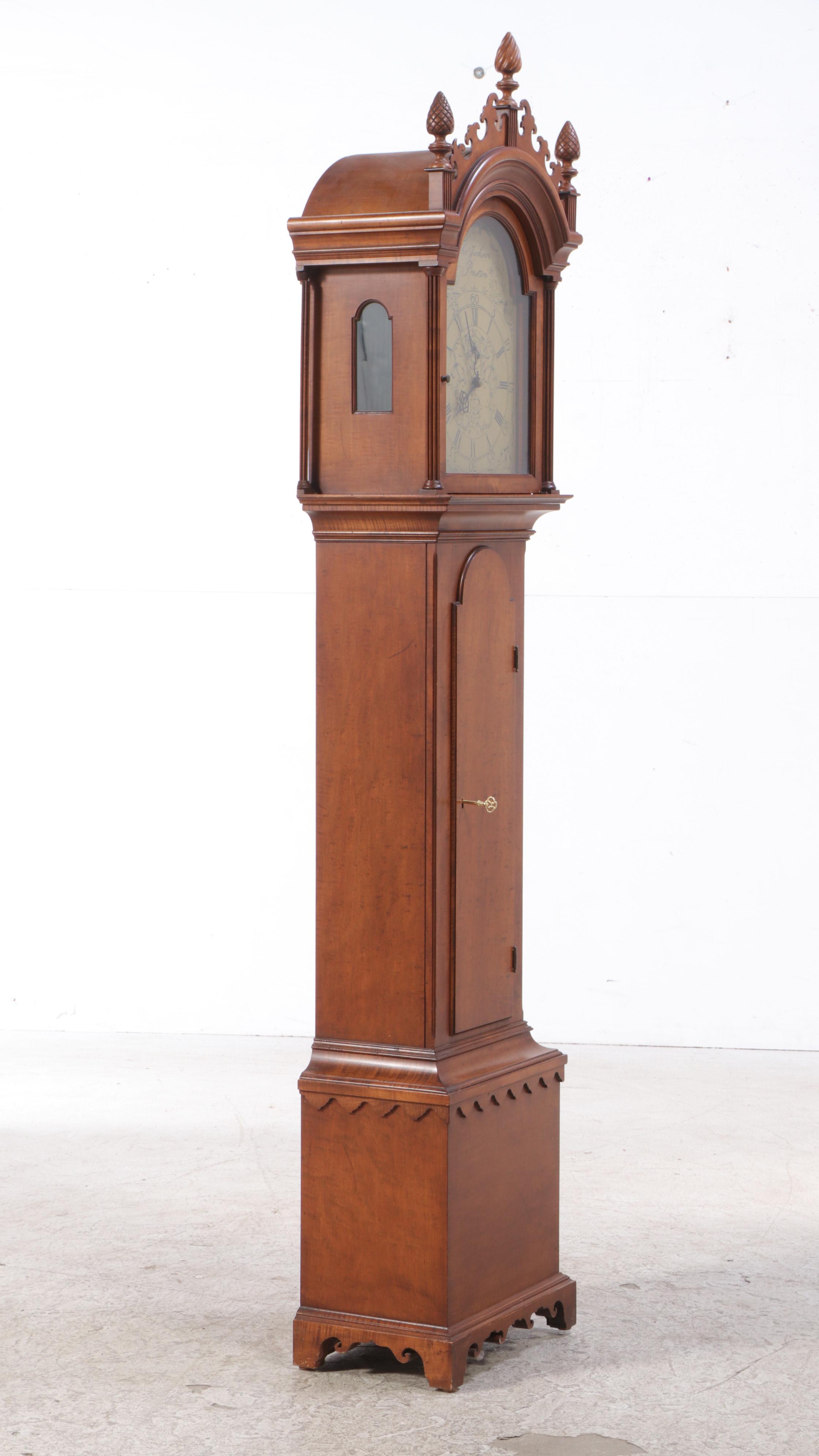 Colonial Clock Co. Tiger Maple Thomas Jackson Preston Reproduction Clock