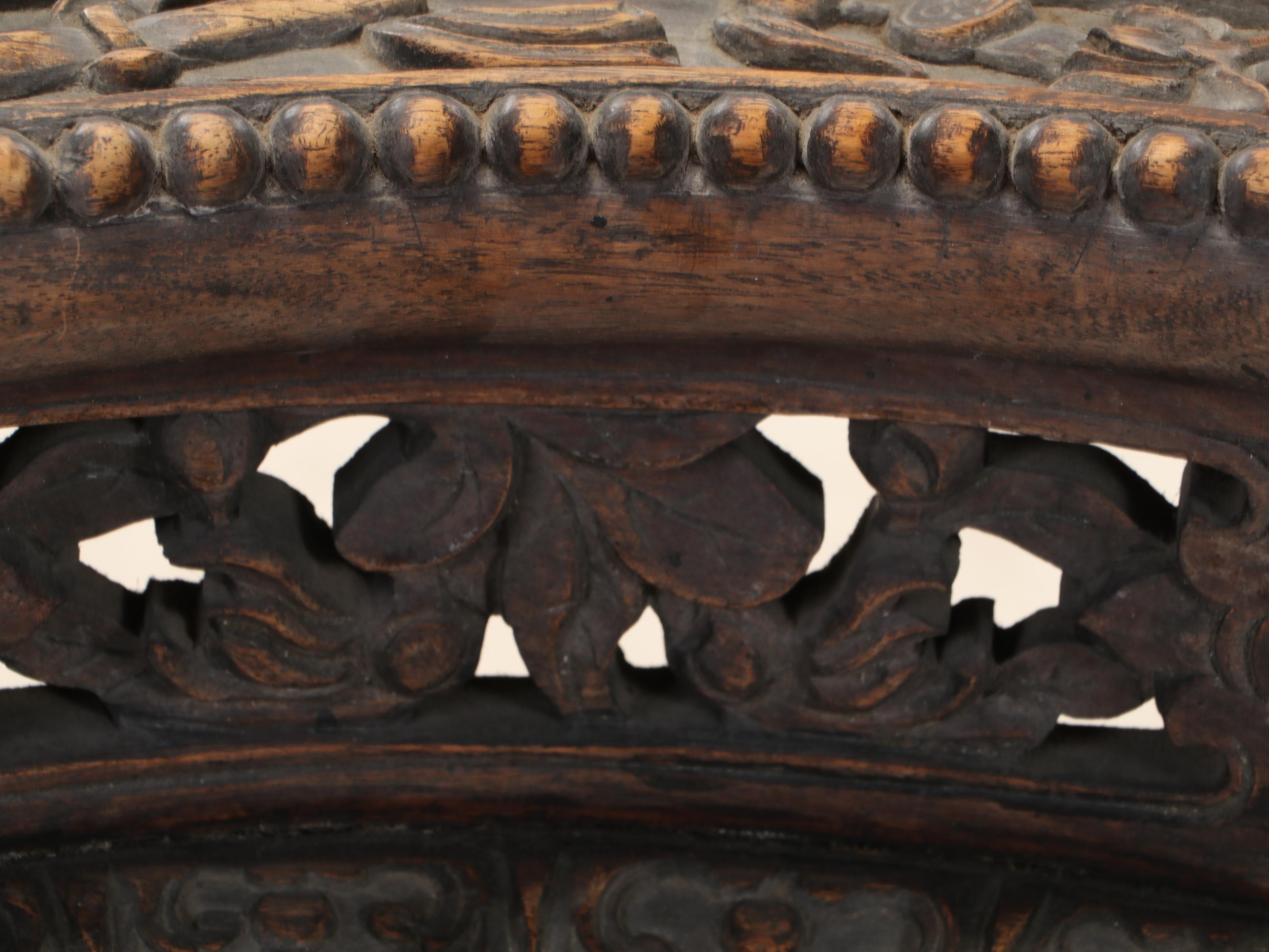 Chinese Carved Rosewood and Inset Marble Stand, Late 19th Century