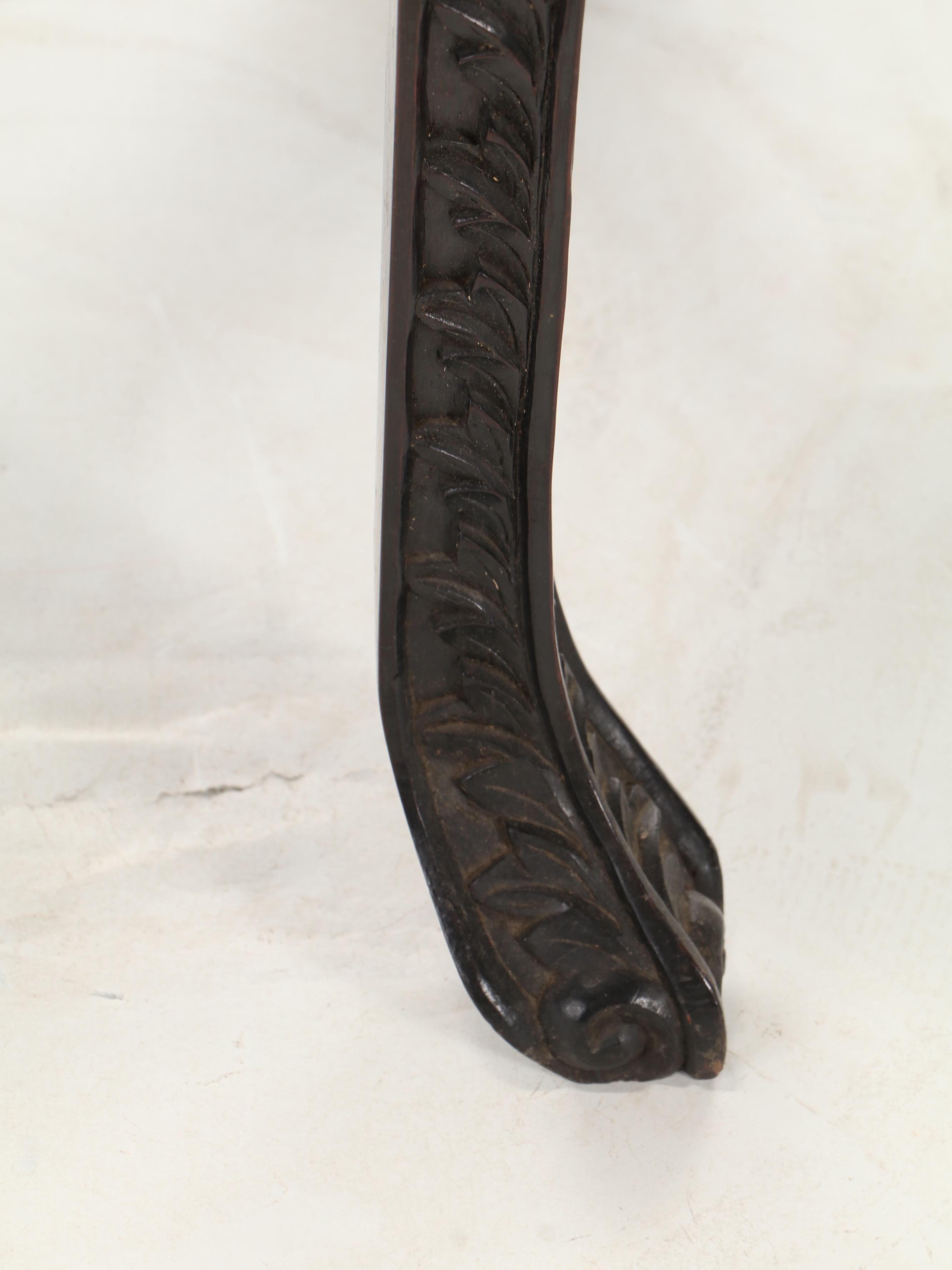 Chinese Carved Rosewood and Inset Marble Stand, Late 19th Century