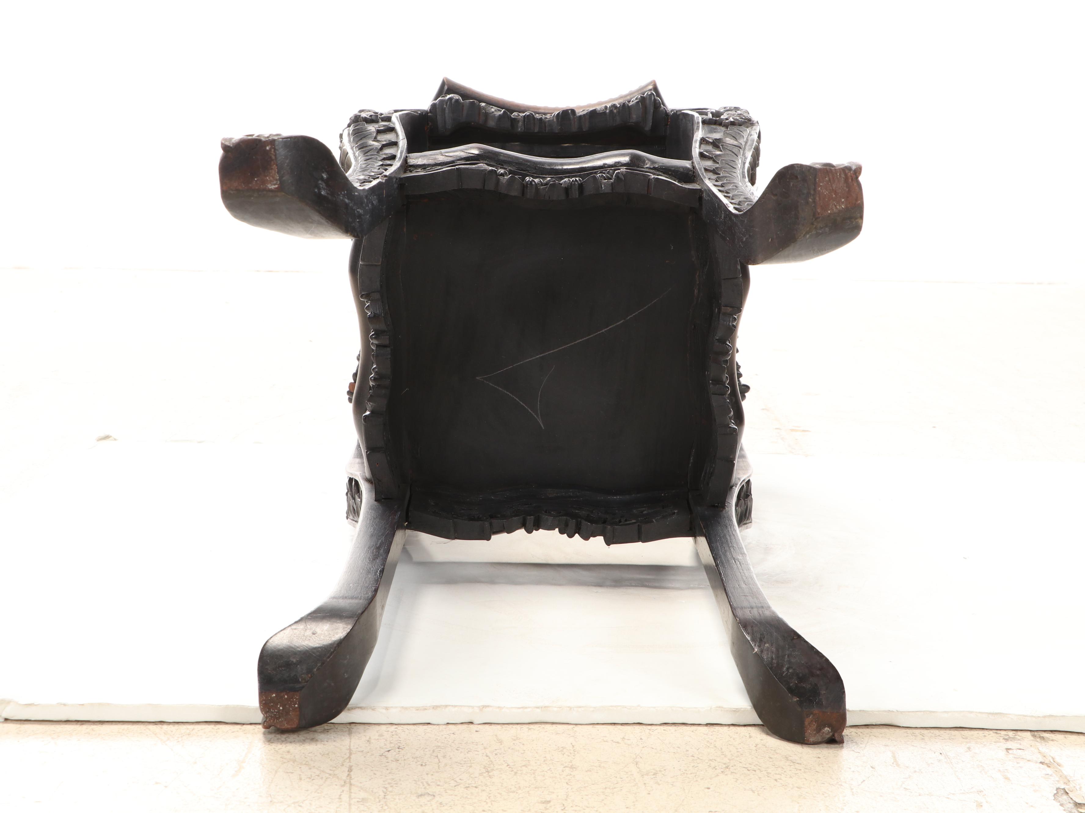 Chinese Carved Rosewood and Inset Marble Stand, Late 19th Century