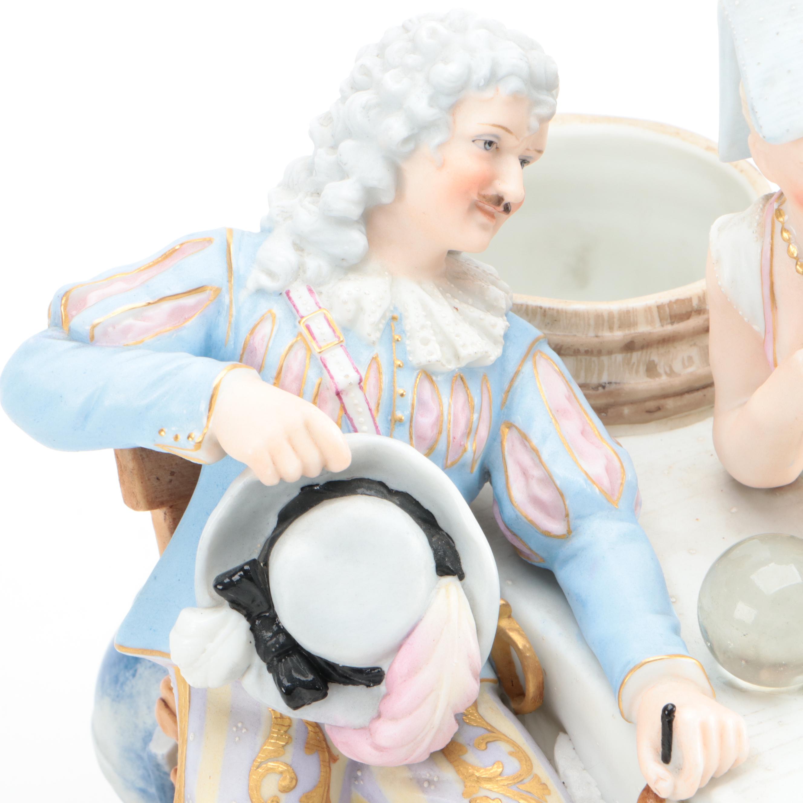 French Bisque Porcelain Regency Style Fortune Teller Figurine