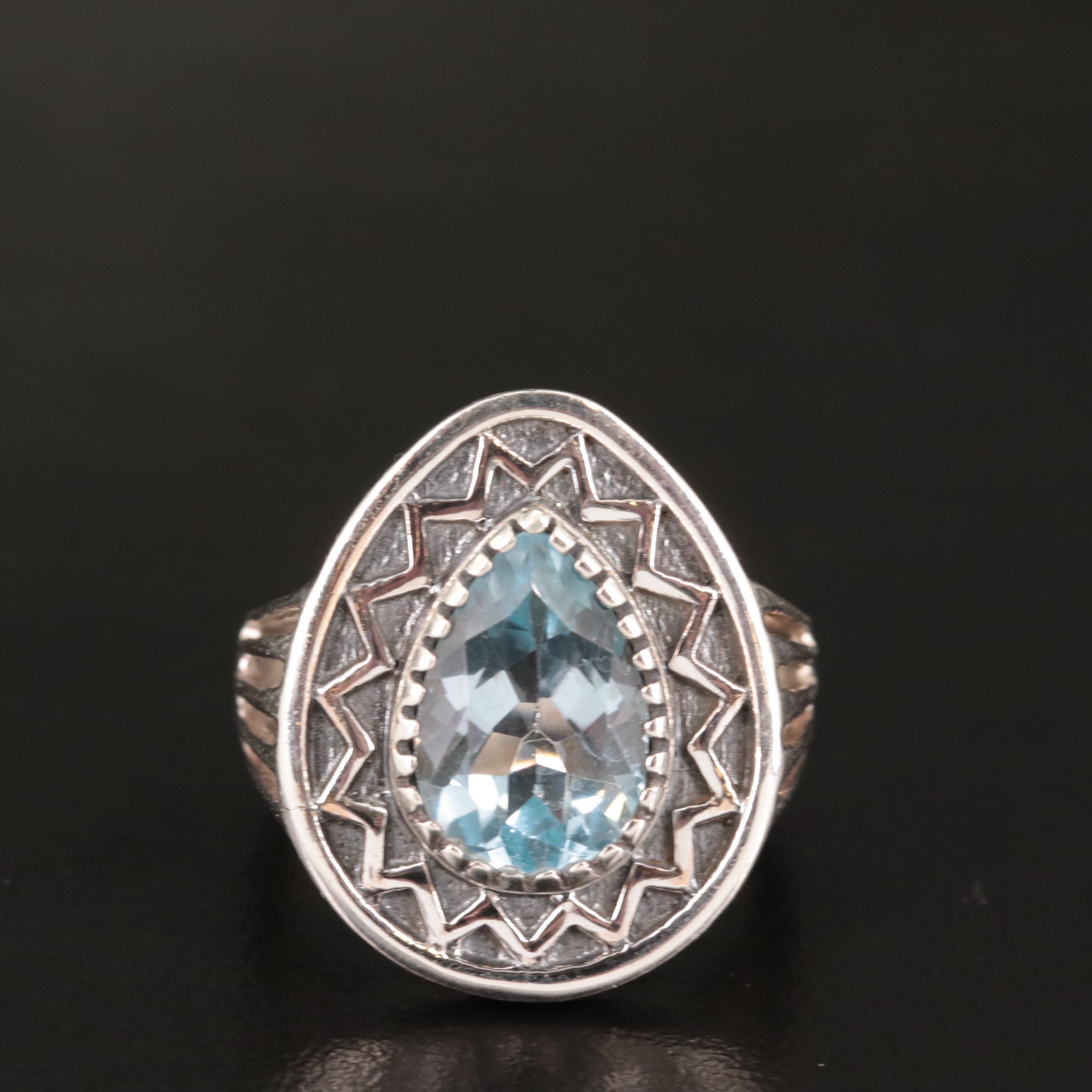 Sterling Blue Topaz Teardrop Ring