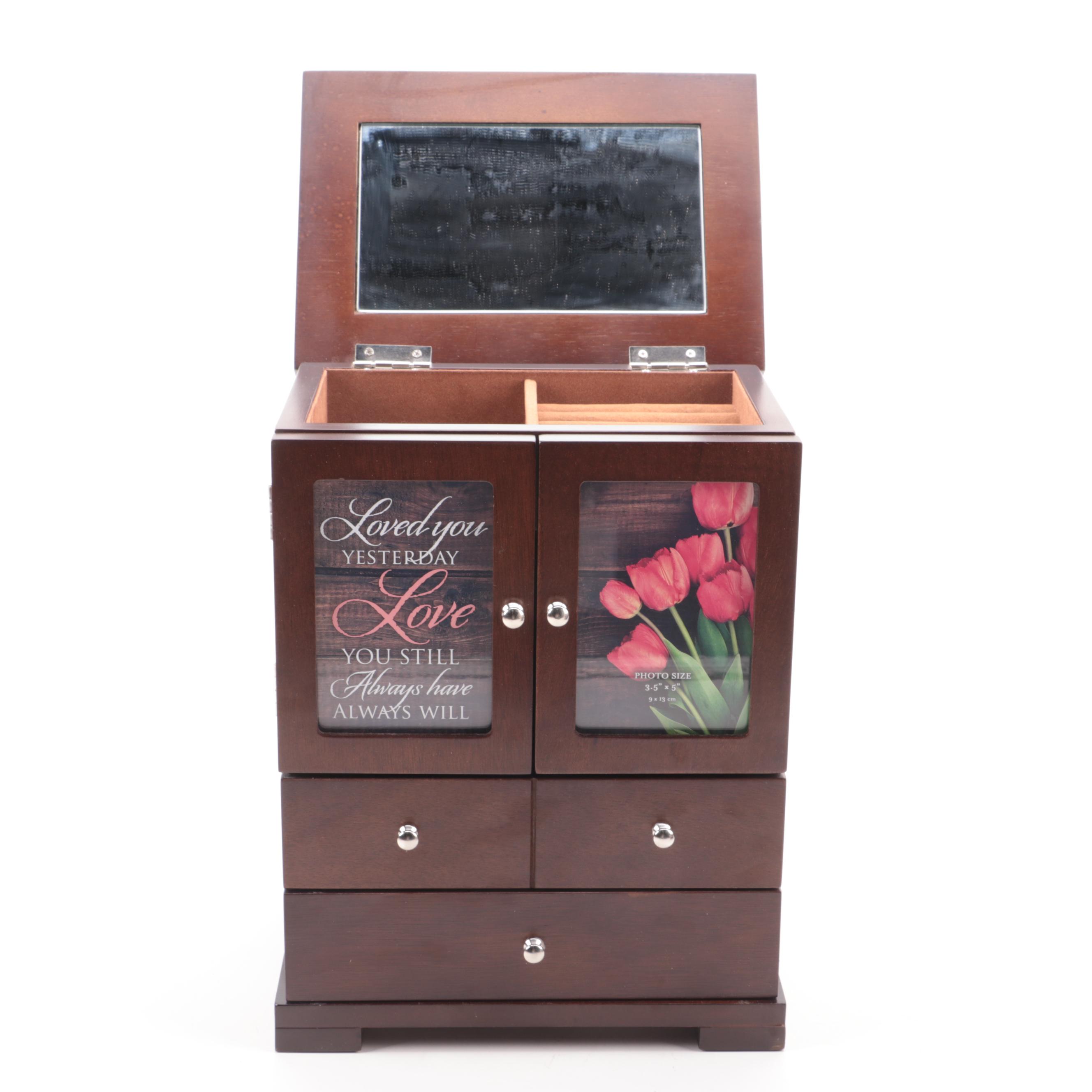 Contemporary Cherry Finished Wooden Jewelry Boxes