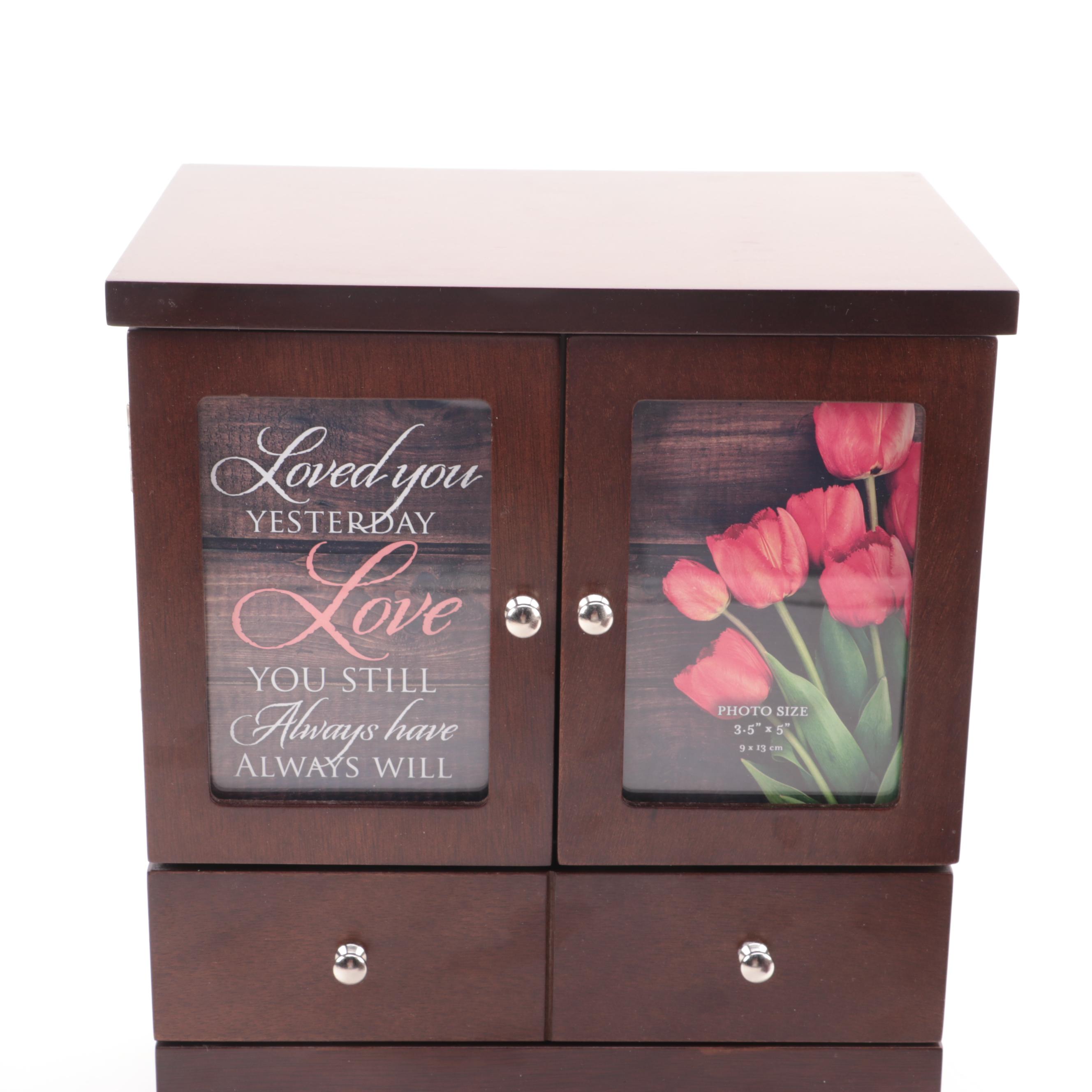 Contemporary Cherry Finished Wooden Jewelry Boxes