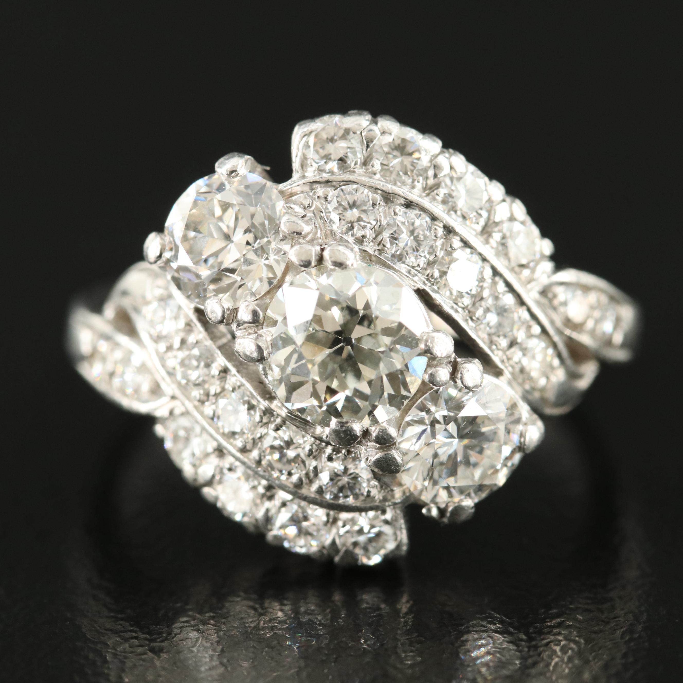 Platinum 2.47 CTW Diamond Bypass Ring