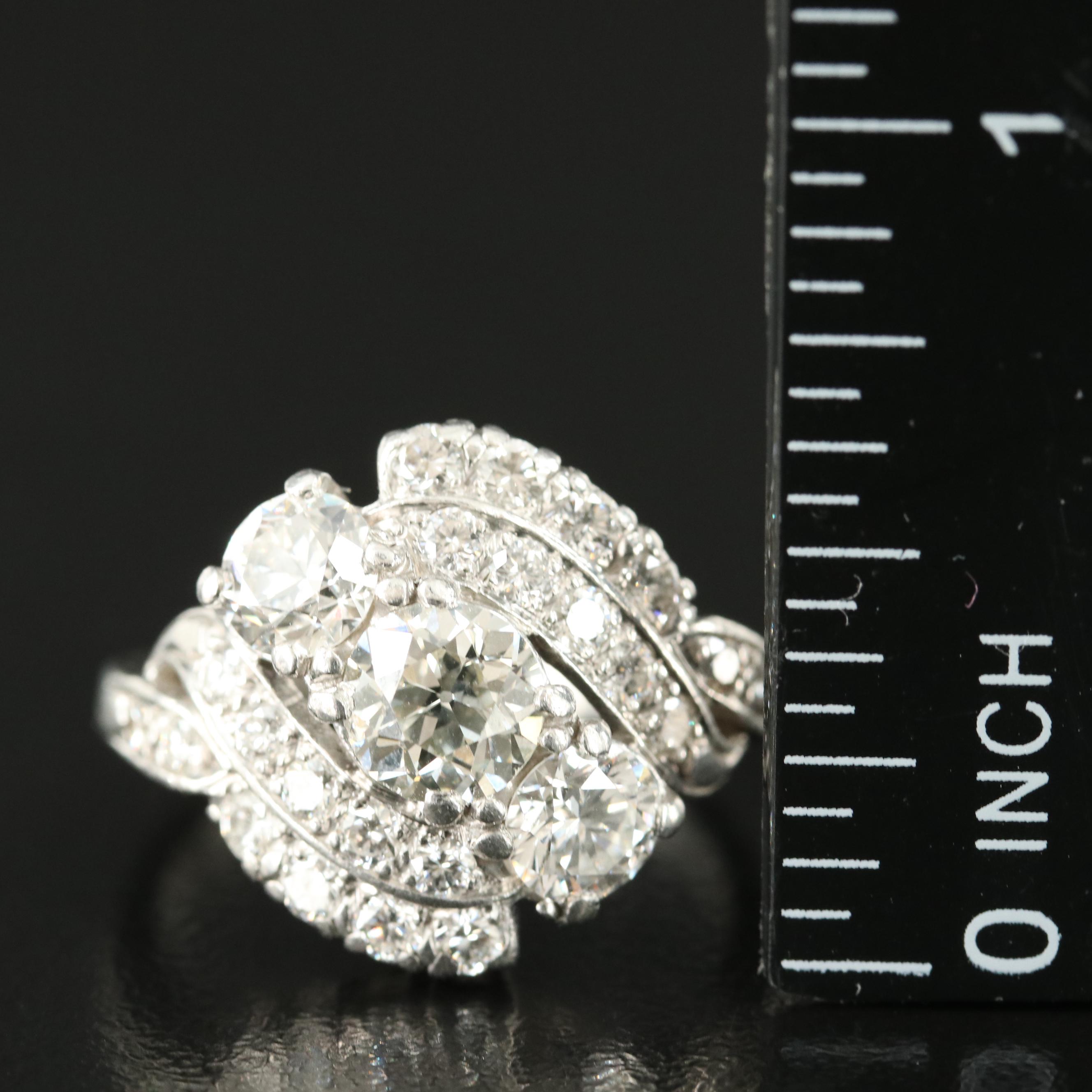 Platinum 2.47 CTW Diamond Bypass Ring