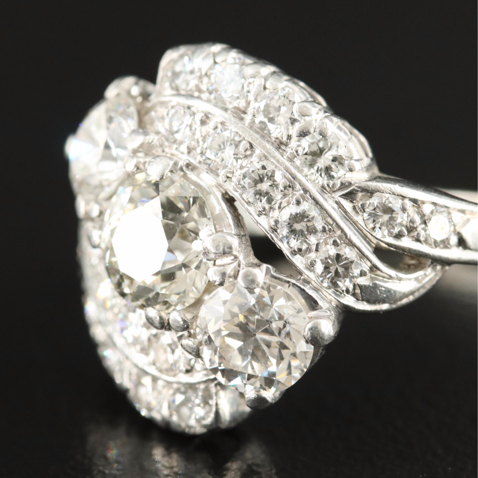 Platinum 2.47 CTW Diamond Bypass Ring