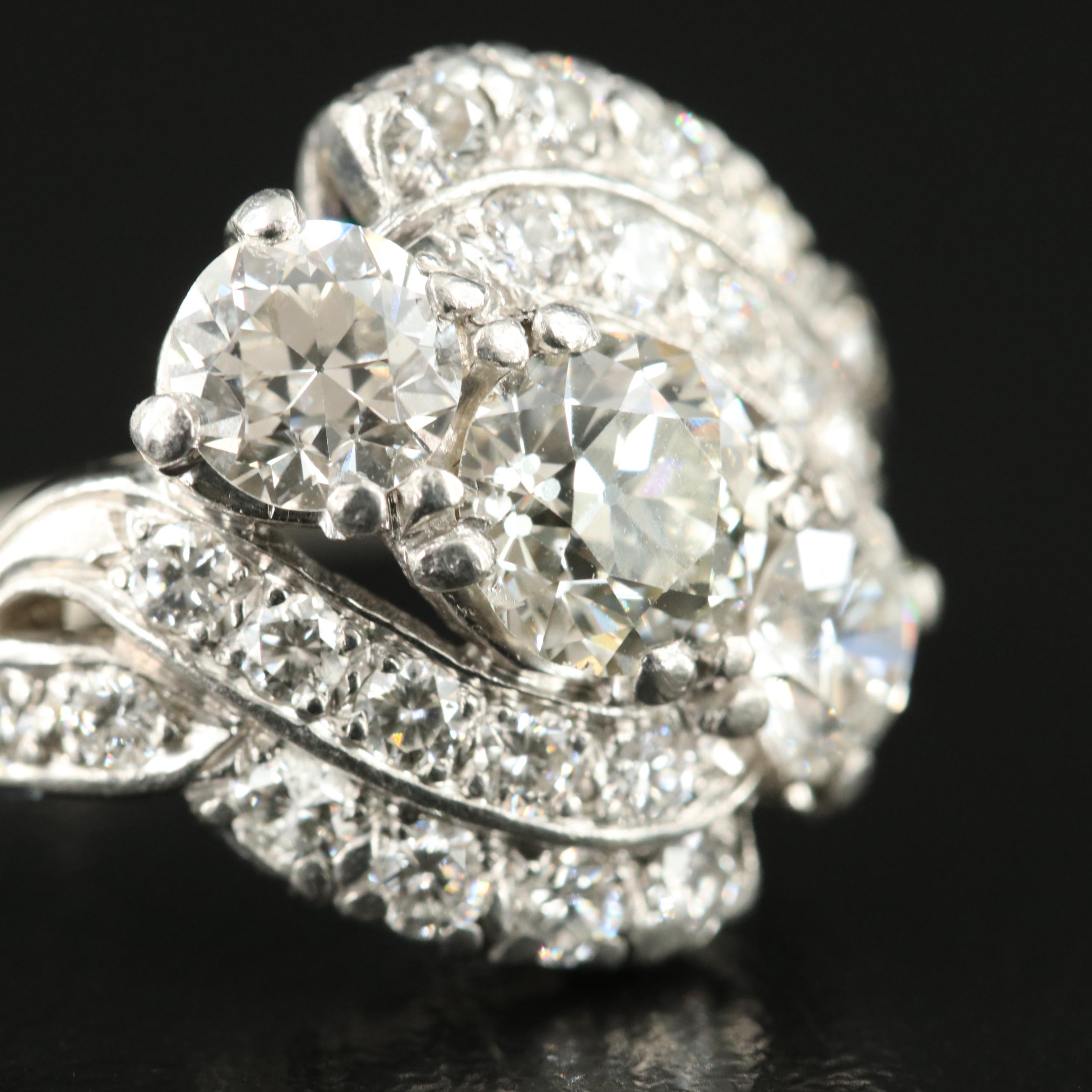 Platinum 2.47 CTW Diamond Bypass Ring