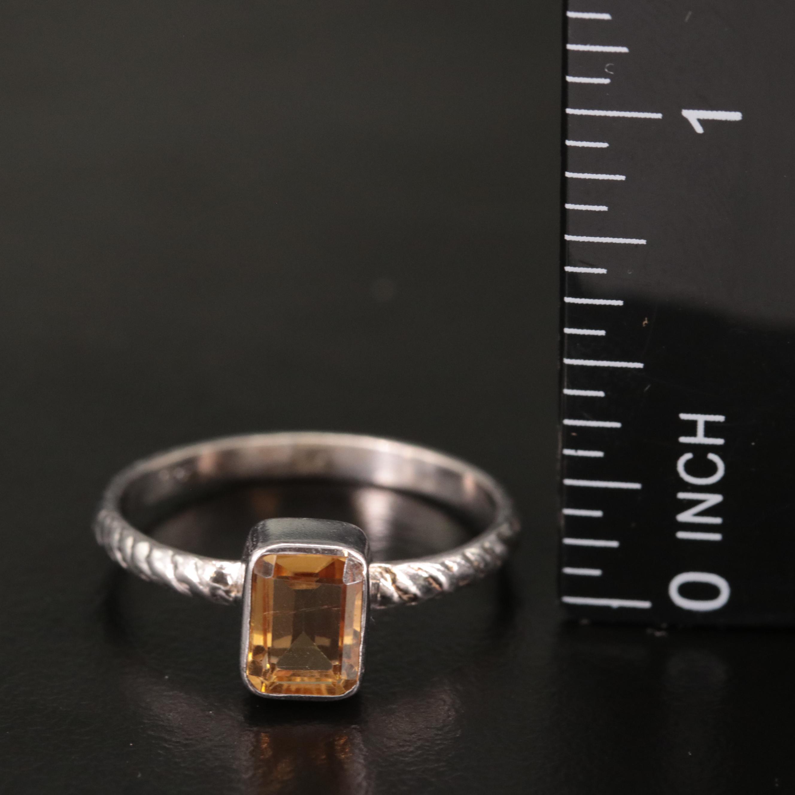 Sterling Square Citrine Ring