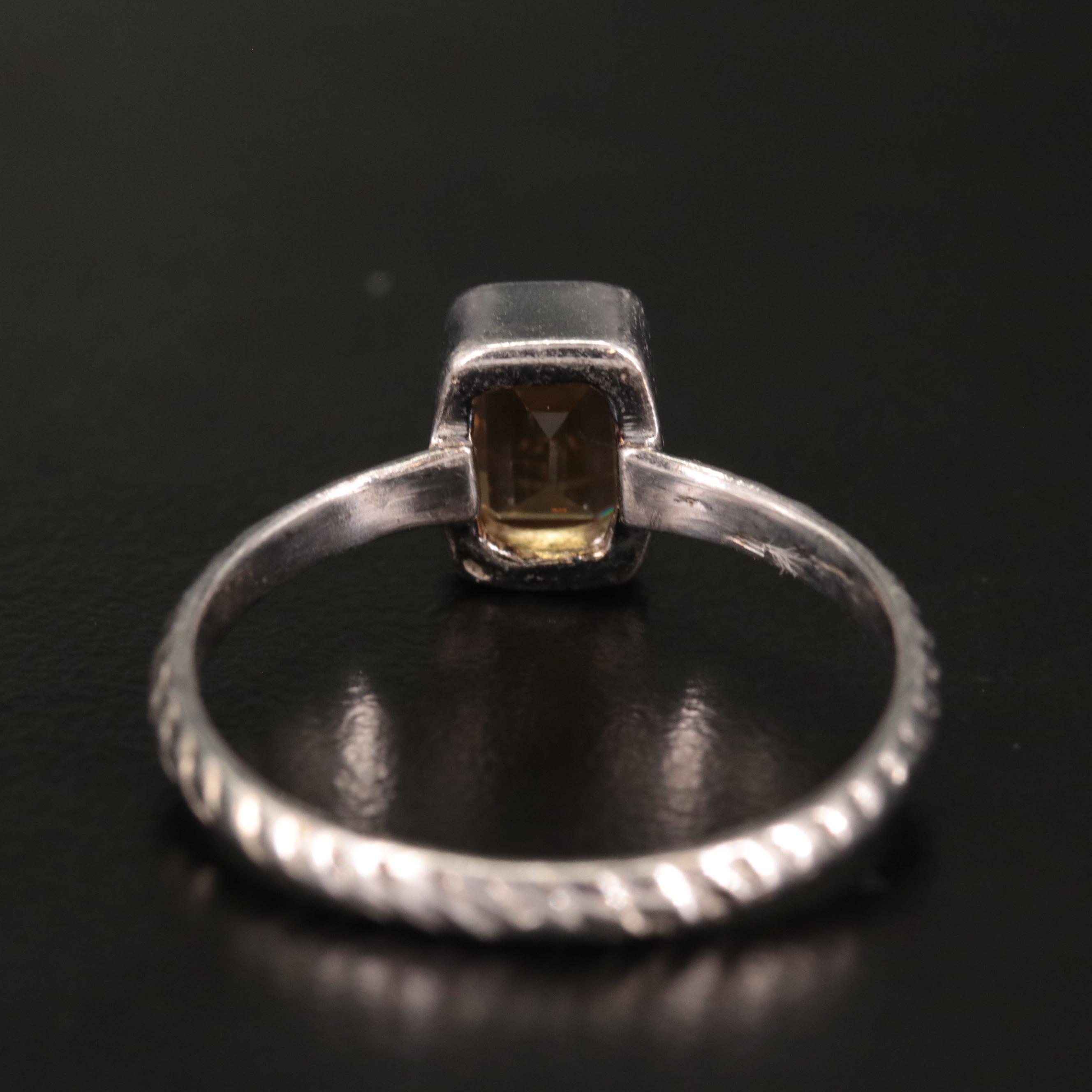 Sterling Square Citrine Ring