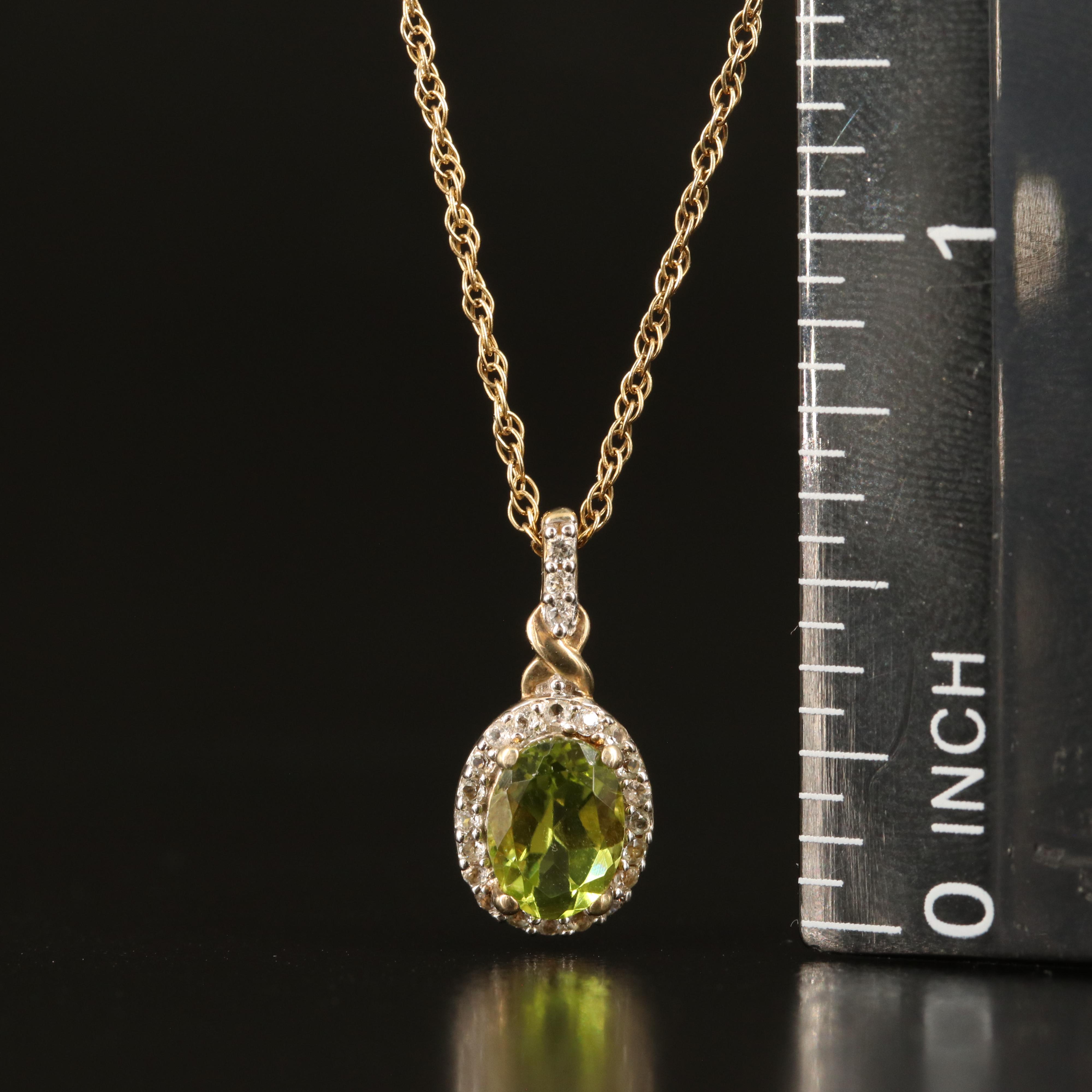 Sterling Peridot and White Sapphire Pendant Necklace