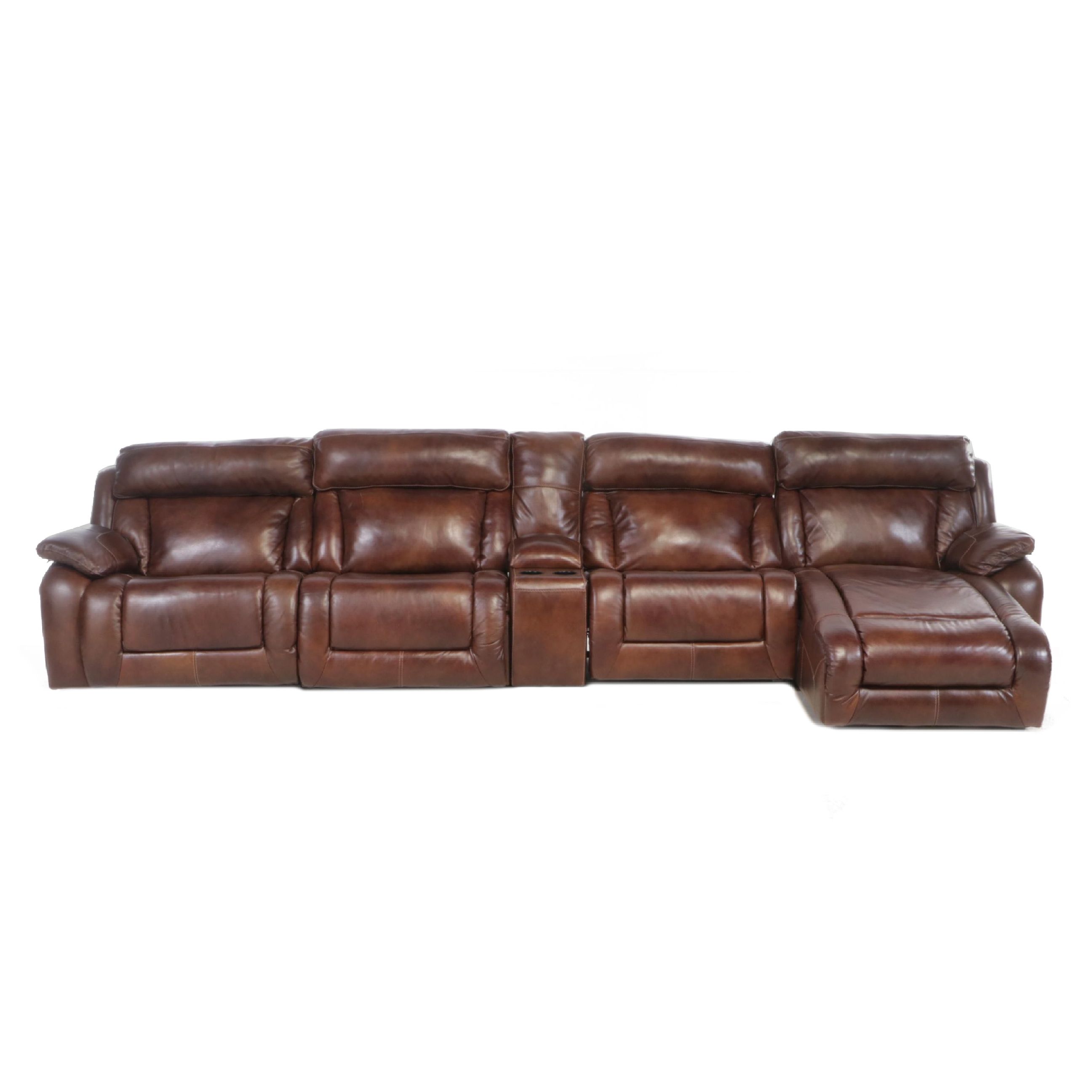 Ashley Furniture Bonded Leather Sectional Sofa with Reclining Feature, Storage