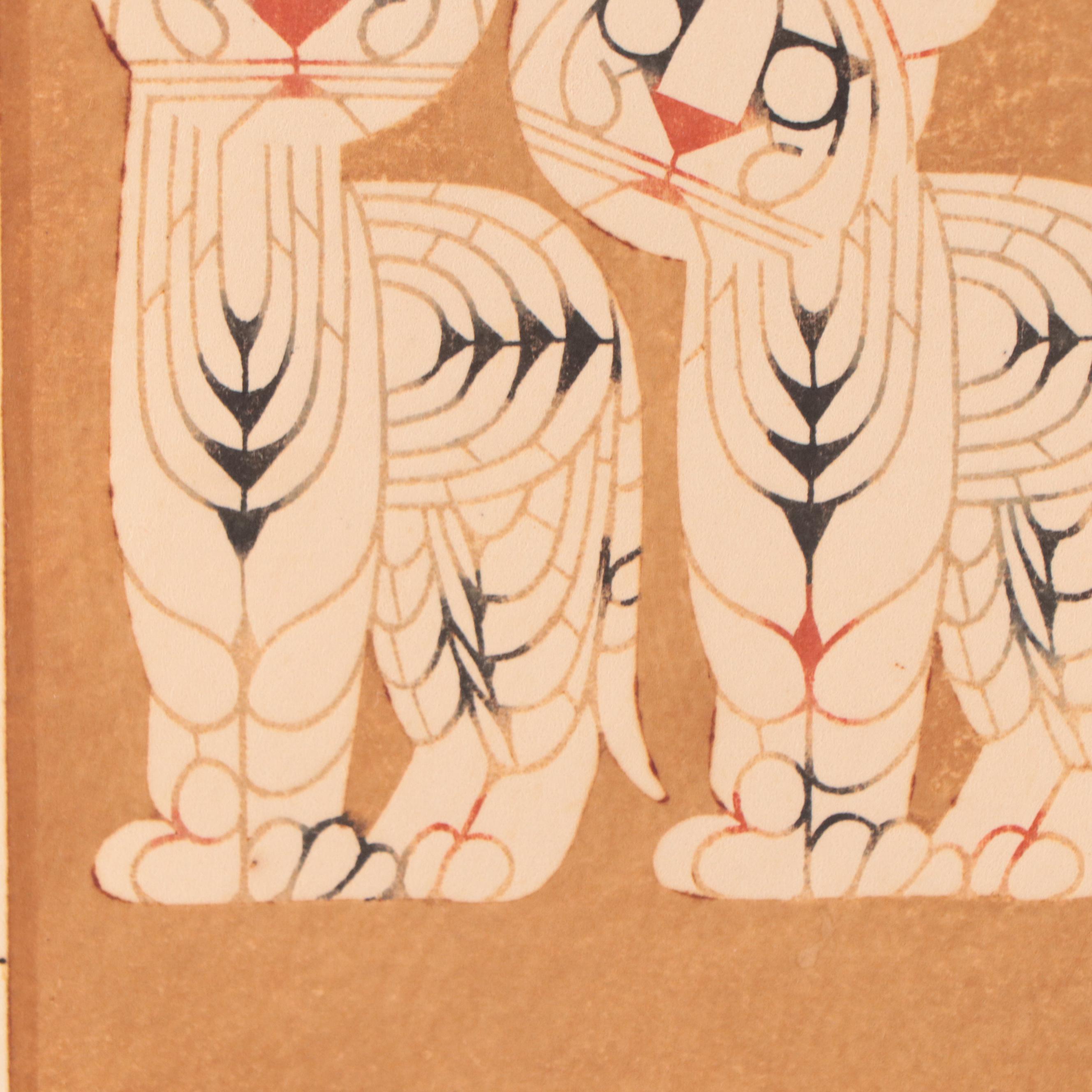Woodblock After Toshijiro Inagaki "Two Tigers"