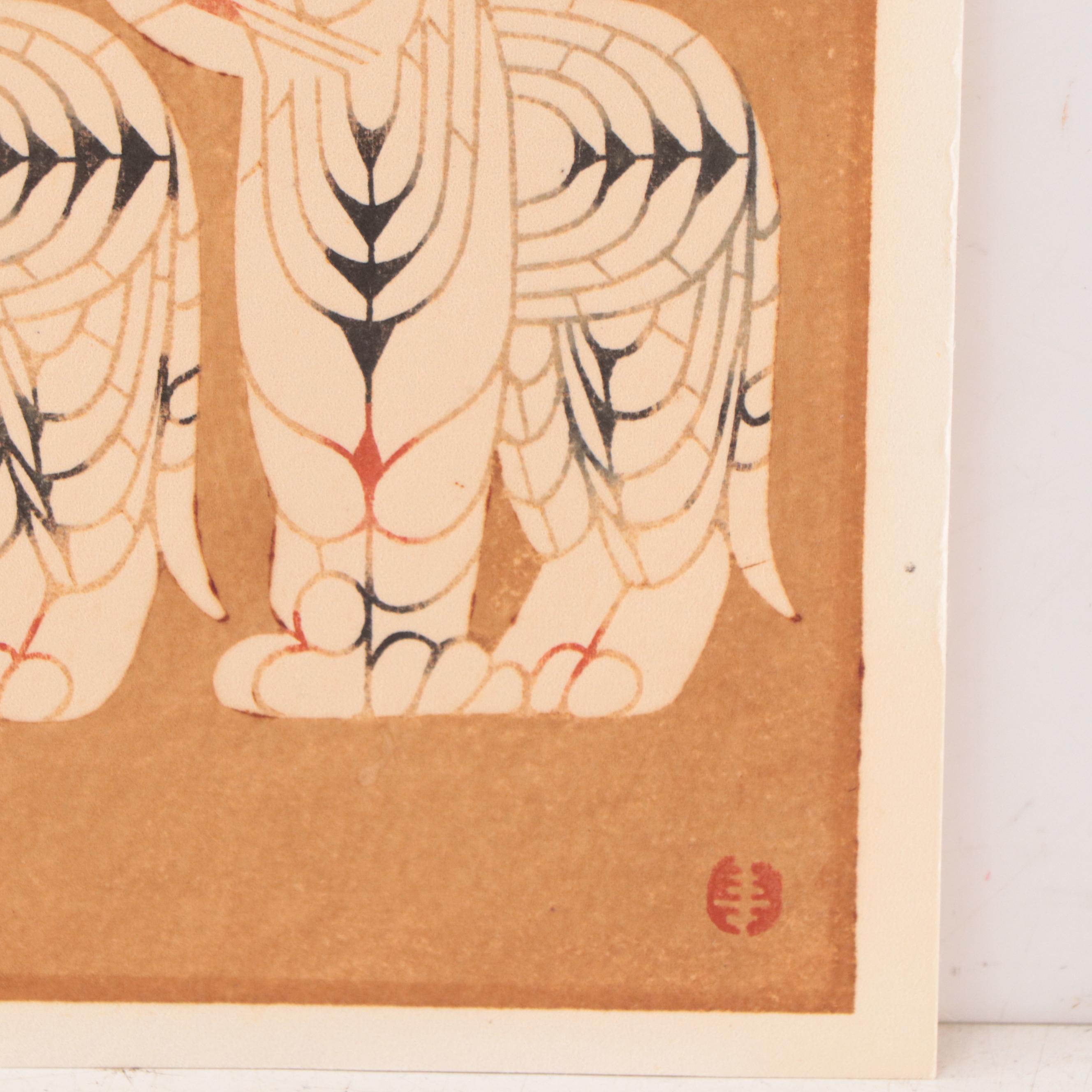 Woodblock After Toshijiro Inagaki "Two Tigers"