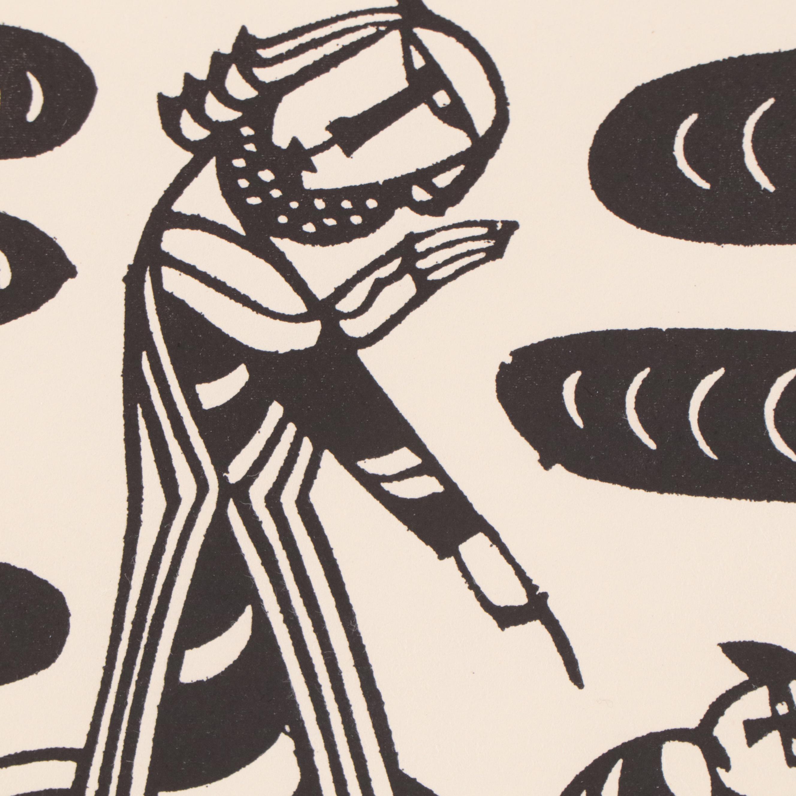 Woodblock After Sadao Watanabe "Christ and the Devil"