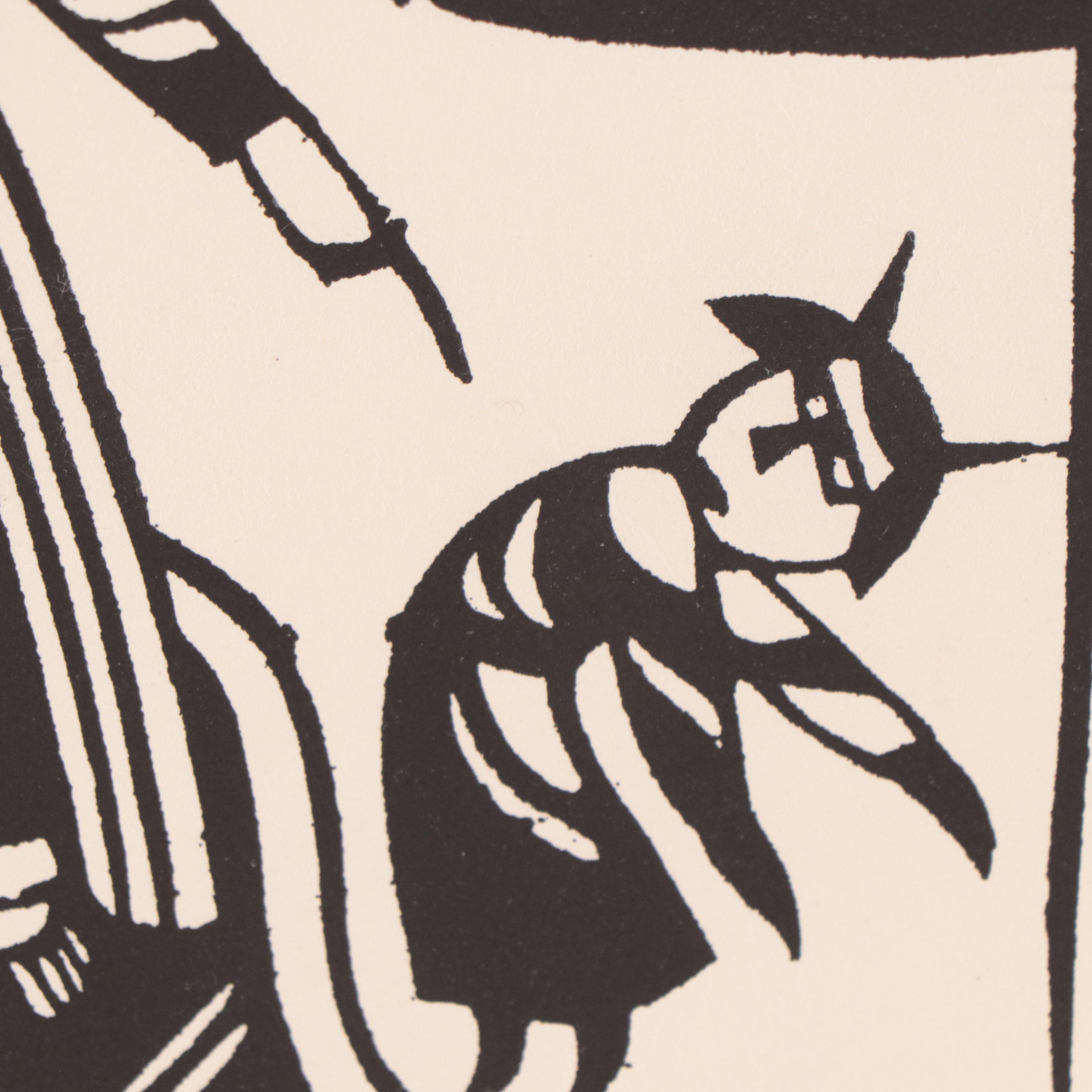 Woodblock After Sadao Watanabe "Christ and the Devil"