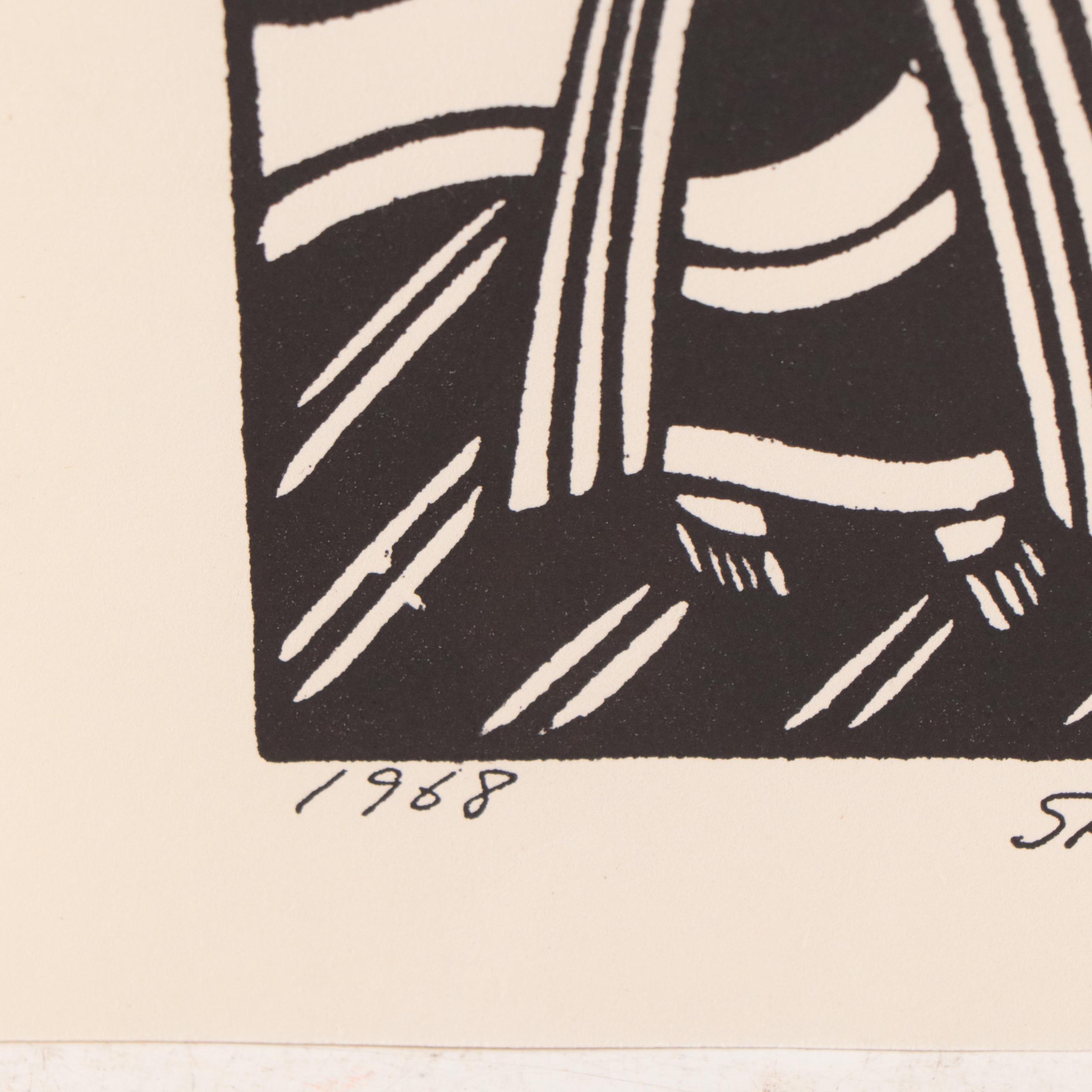 Woodblock After Sadao Watanabe "Christ and the Devil"