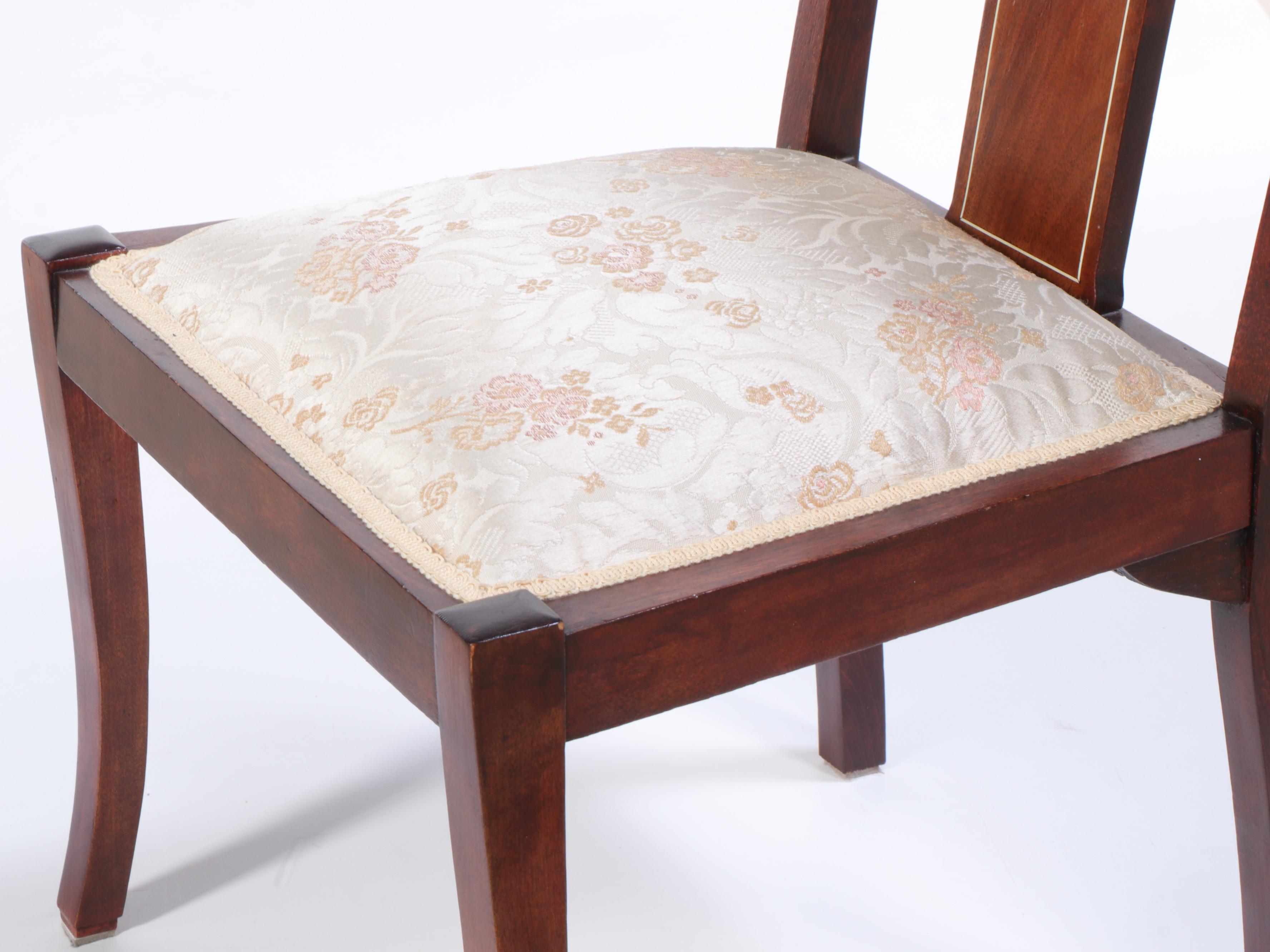 Neoclassical Style Mahogany, Marquetry, and MOP-Inlaid Side Chair