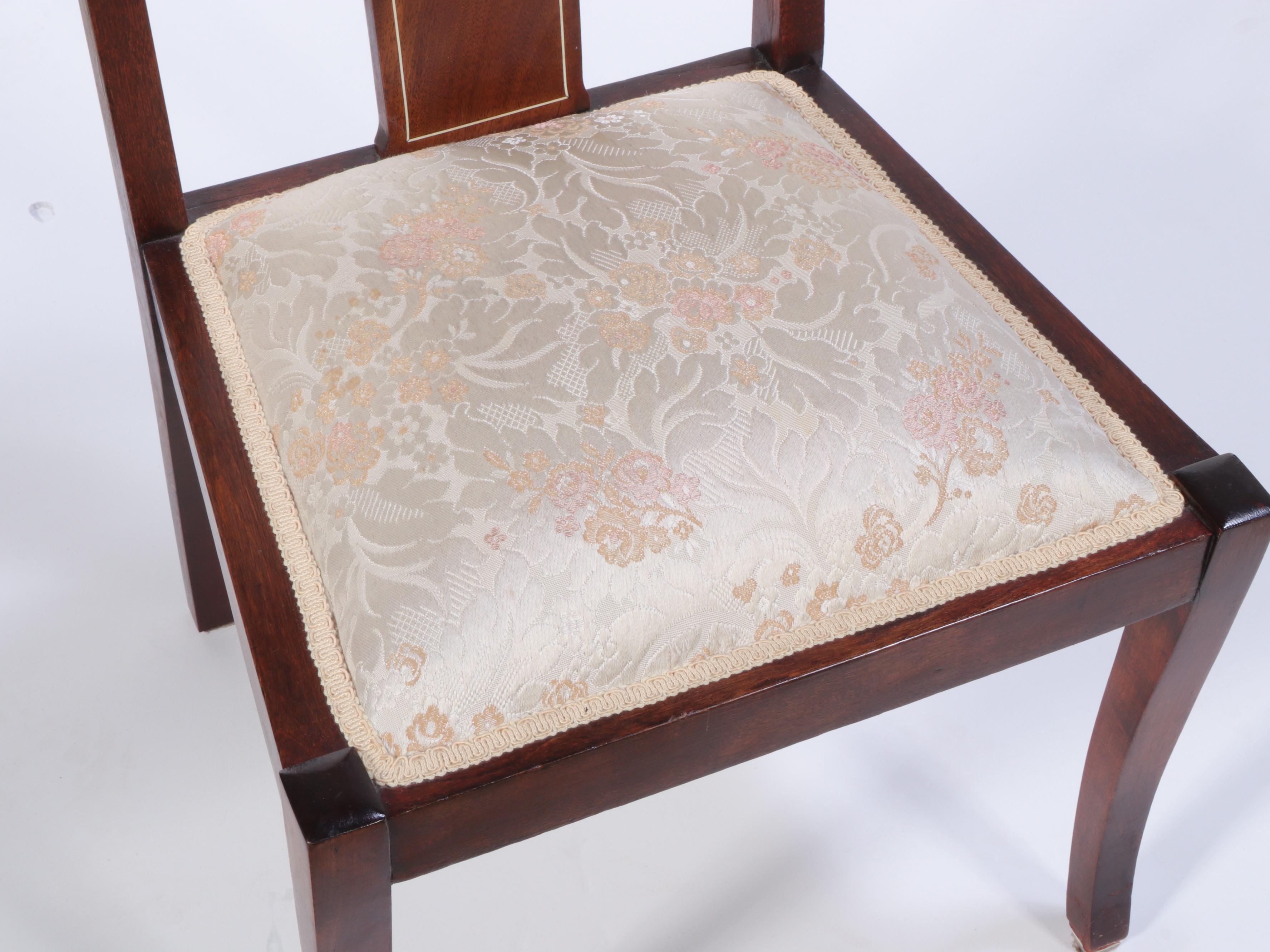 Neoclassical Style Mahogany, Marquetry, and MOP-Inlaid Side Chair