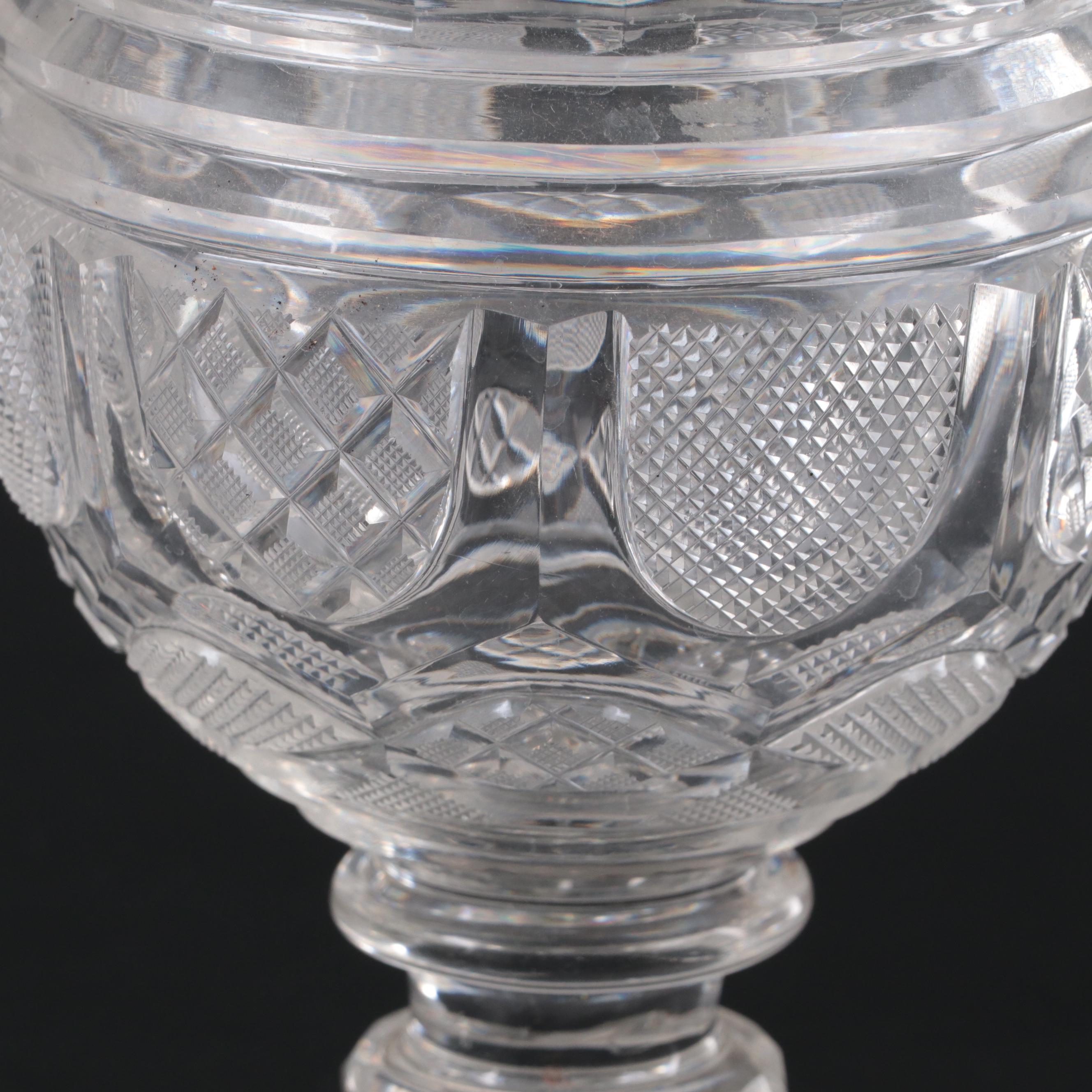 Anglo-Irish Crystal Sweetmeat Urns, 19th Century